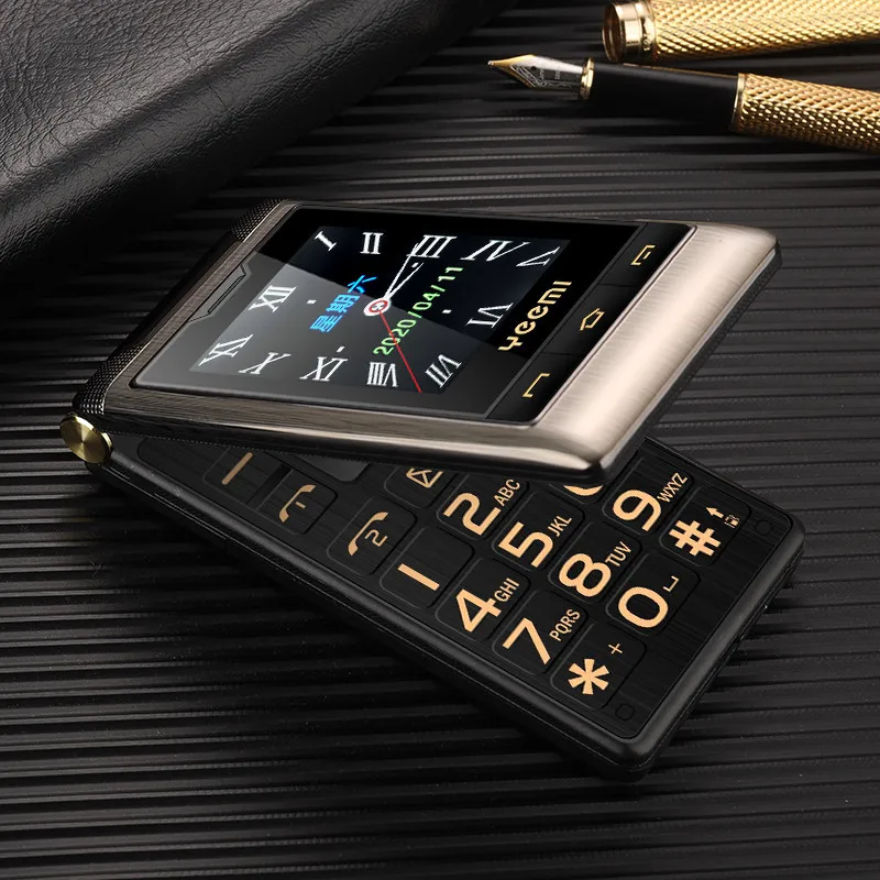 Yeemi G10-C 2G GSM Dual SIM Dual Screen Flip Feature Phone Big Fronts Loud for Elder 2.8 Inch FM Mp3/Mp4 BT Old People Cellphone
