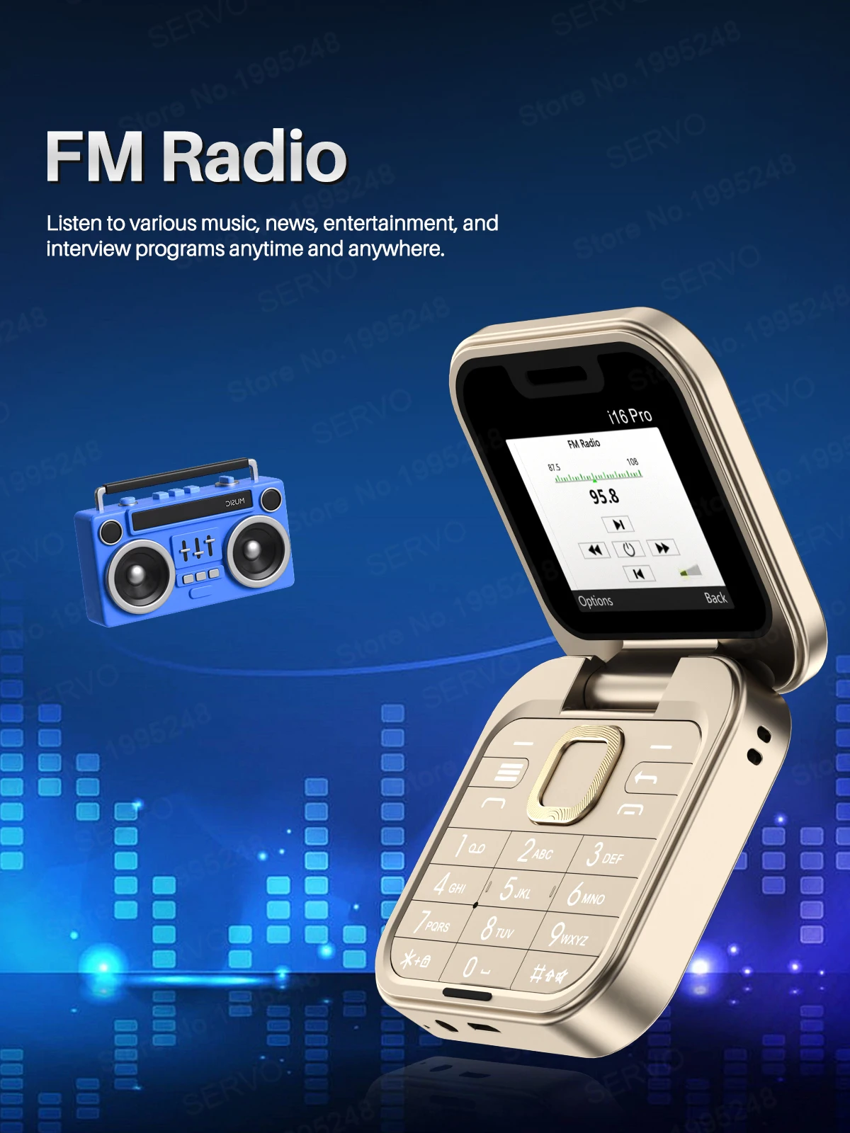 SERVO 2025 New Mini Flip Mobile Phone FM Radio Magic Voice Blacklist Speed Dial Vibration 2SIM Card Small Display Foldable Phone