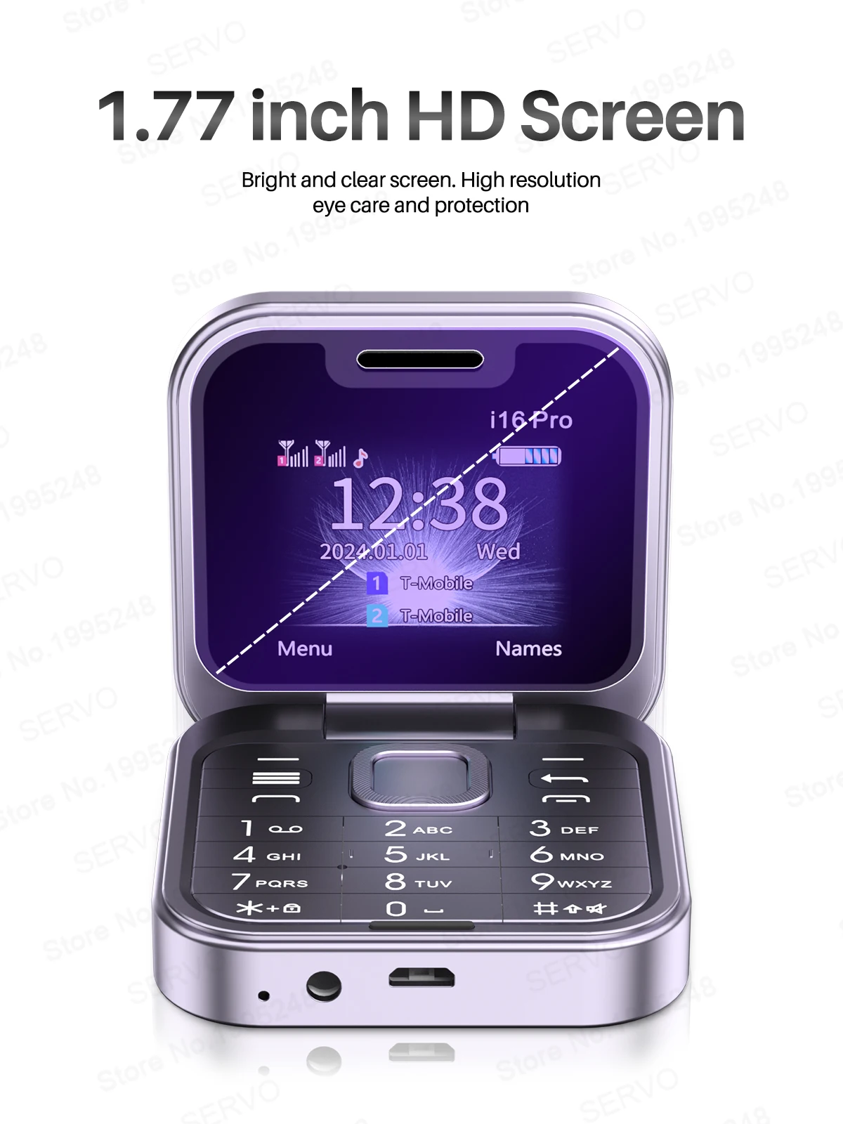 SERVO 2025 New Mini Flip Mobile Phone FM Radio Magic Voice Blacklist Speed Dial Vibration 2SIM Card Small Display Foldable Phone