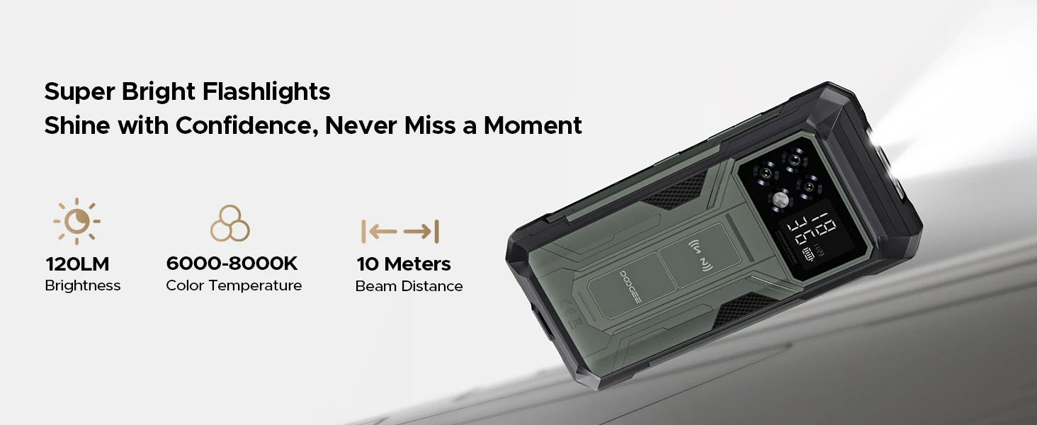 DOOGEE S200 Max Rugged Phone 36GB+512GB 22000mAh 66W Dual-LED Flashlight 1.32" Rear Display Dimensity 7050 108MP Camera NFC
