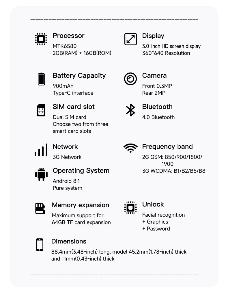 SERVO 18SE MINI 3G Pocket Smartphone Android System Google Play 16GB ROM 2MP Camera WiFi Super Small Smart Phones 2 SIM Standby