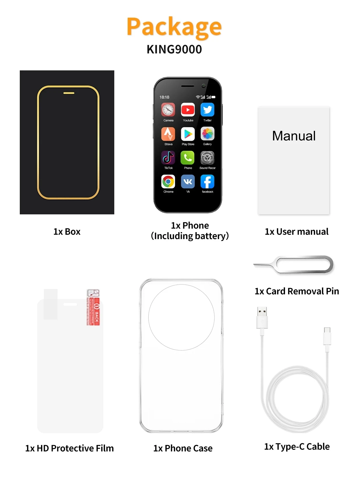 SERVO KING 9000 3.0" HD Display Small Smartphone Android 10.0 Network 4G LTE 2GB+16GB 2000mAh Face Recognition Mini Mobile Phone