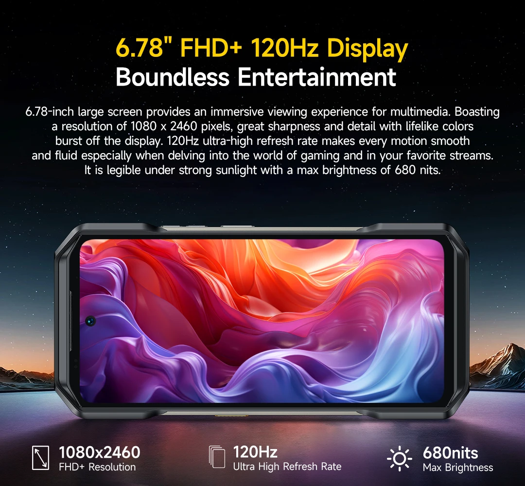 Ulefone Armor 27T Pro+ 5G Rugged Phone 10600mAh Android 15 Smartphone 50MP+64MP Night Camera 6.78" 120Hz 24GB+256GB NFC Mobile