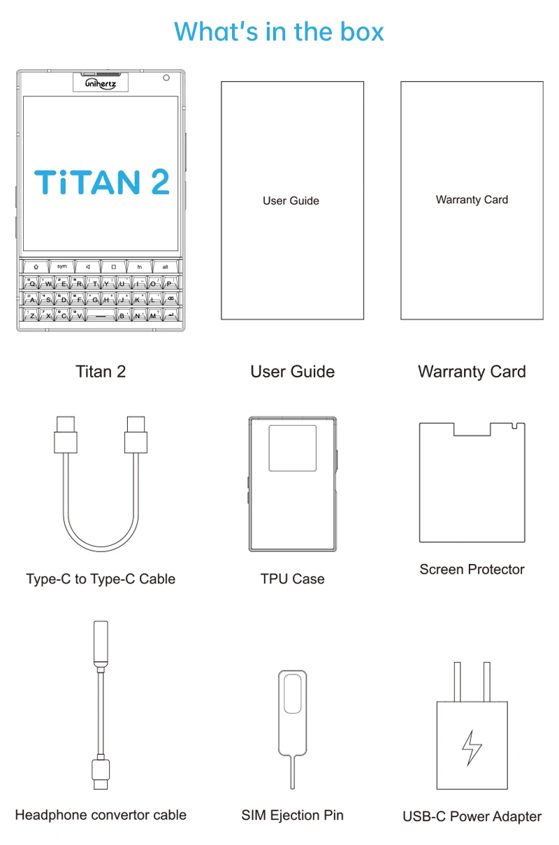 Unihertz Titan 2 Smartphone Android 15 with Physical Keyboard 5G Dual Screen Phone 512GB Dimensity 7300 50MP Camera Dual SIM