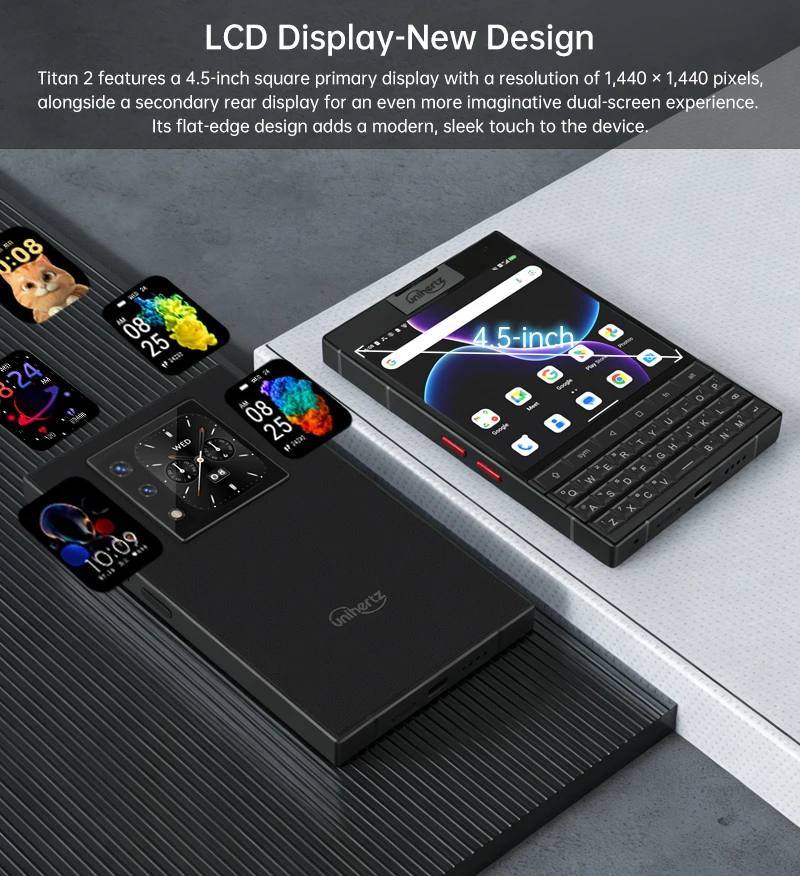Unihertz Titan 2 Smartphone Android 15 with Physical Keyboard 5G Dual Screen Phone 512GB Dimensity 7300 50MP Camera Dual SIM