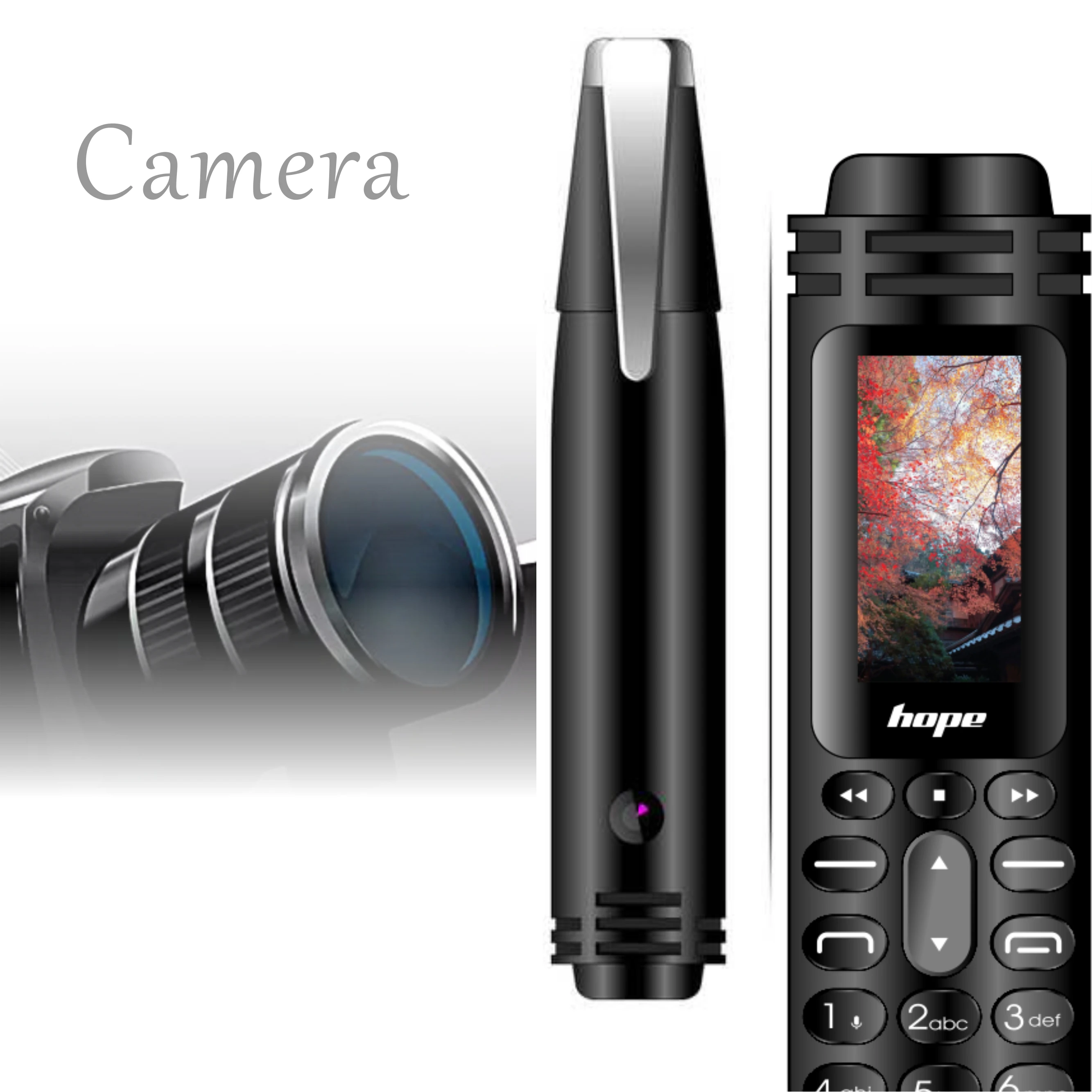 UNIWA AK007 2G Mini Pen Phone Dual Nano SIM Cellphone 0.96" 550mAh Mobile Phone Bluetooth Dialer 0.08MP Camera Voice Recorder