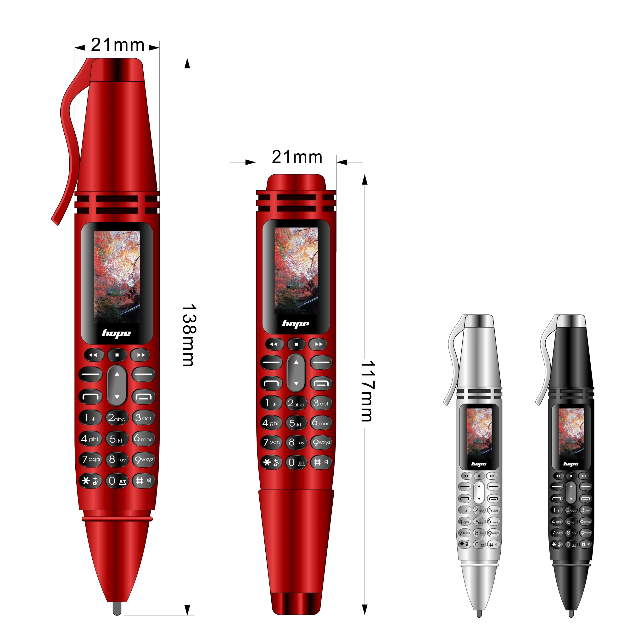 UNIWA AK007 2G Mini Pen Phone Dual Nano SIM Cellphone 0.96" 550mAh Mobile Phone Bluetooth Dialer 0.08MP Camera Voice Recorder