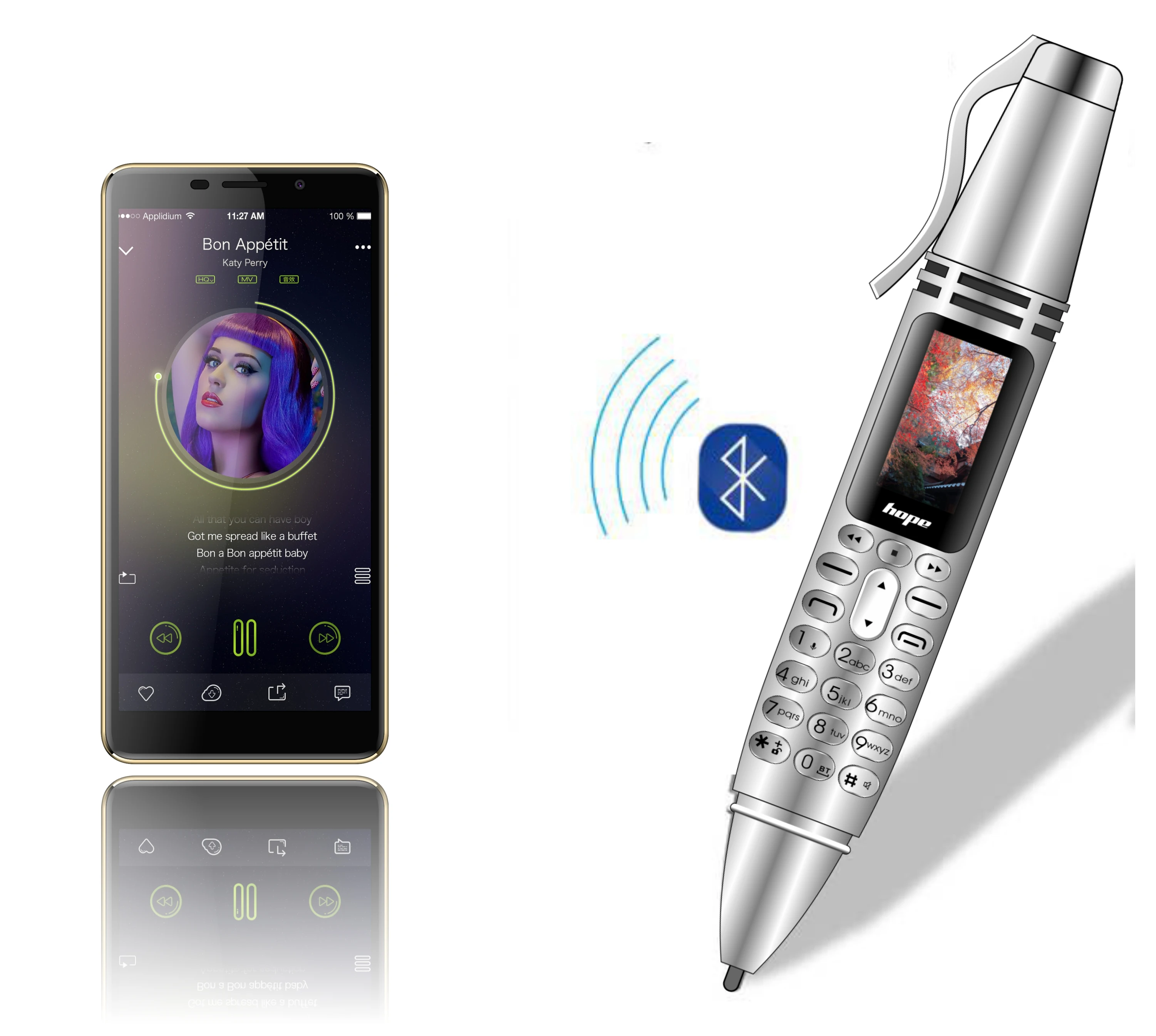UNIWA AK007 2G Mini Pen Phone Dual Nano SIM Cellphone 0.96" 550mAh Mobile Phone Bluetooth Dialer 0.08MP Camera Voice Recorder