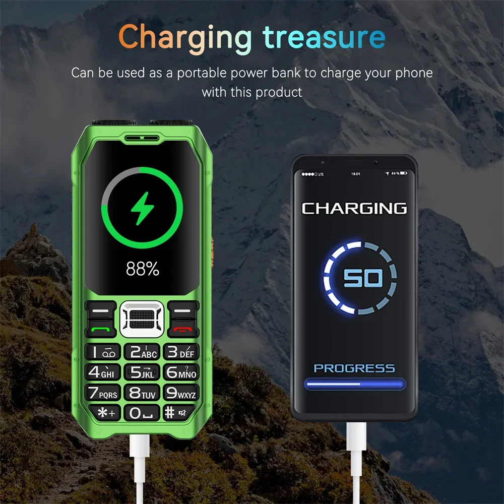 UNIWA M6000 2G Feature Phone Power Bank 2.3Inch FM Radio MP3 Voice Record Torch Cheap Mobile Phone English Keys Button Cellphone