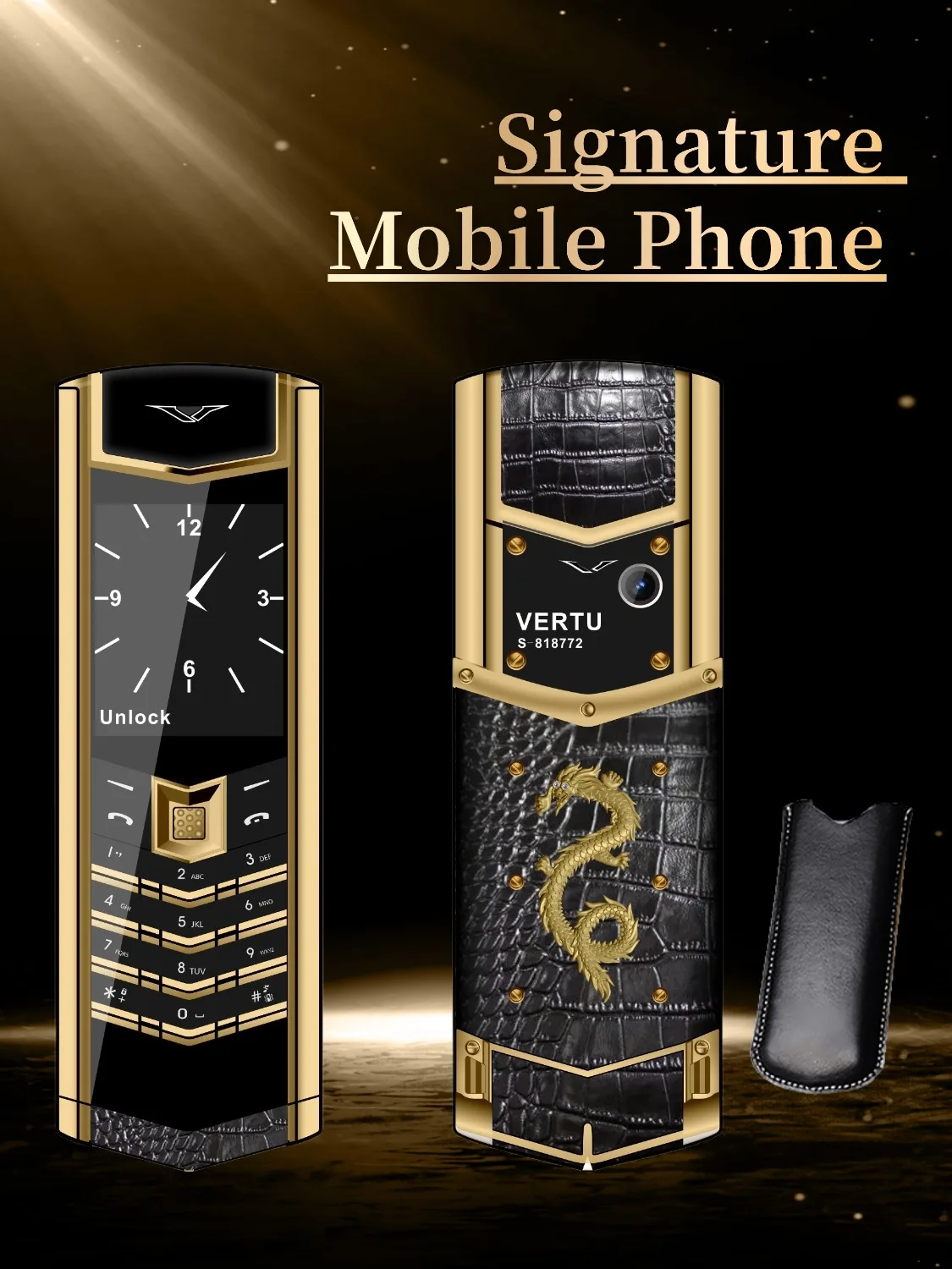 Elegant Metal Signature Handmade Dragon Cellphone Classic Senior Mobile Phone Dual SIM Bluetooth Dialer Luxury Elderly Phone 2G