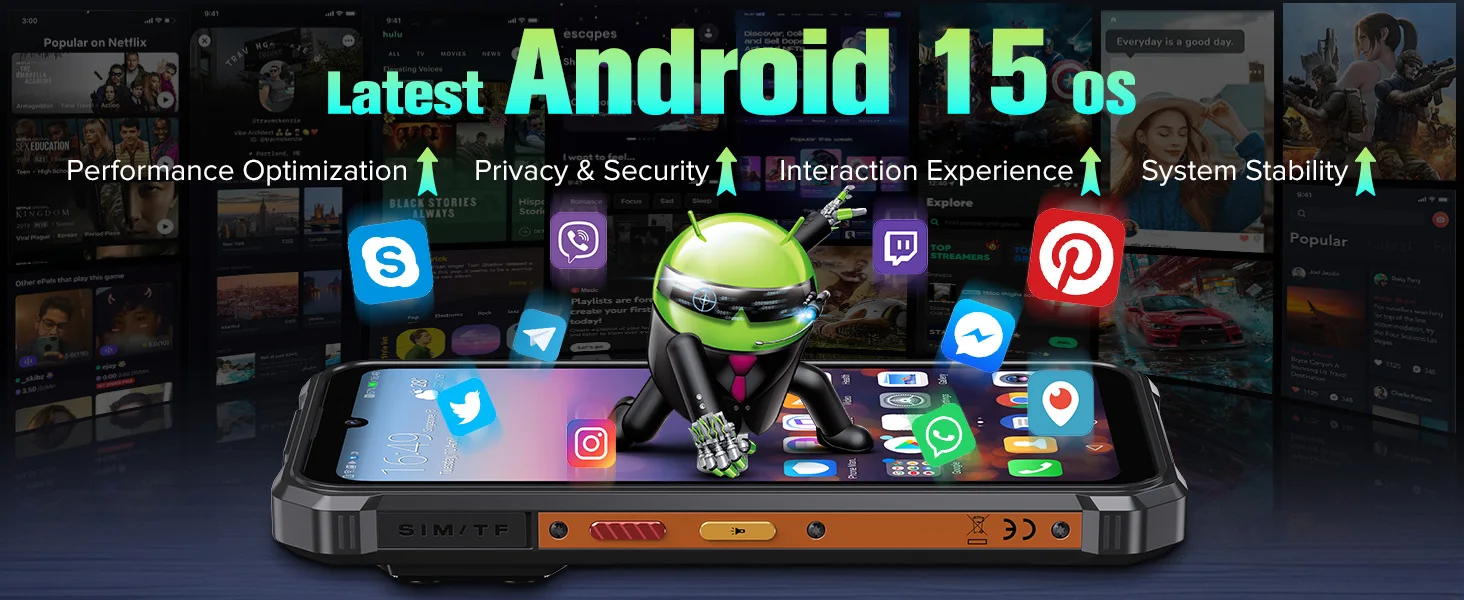 Fossibot F110L Rugged Smartphone, Android 15, 12GB(4+8GB Expand) RAM 128GB ROM, 6.745" HD+ IPS Display, 10000mAh Large Battery, 50MP+8MP+5MP Triple Camera, NFC GPS