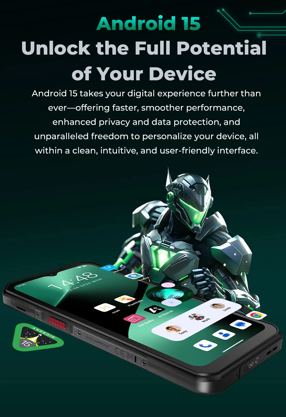 OUKITEL WP62 Rugged Smartphone, 36GB(12+24) Expand RAM, 512GB ROM, Android 15, 6.6" FHD+ Display, 11000mAh Big Battery, 108MP Camera, 33W Fast Charging, NFC Unlocked Mobile Phone