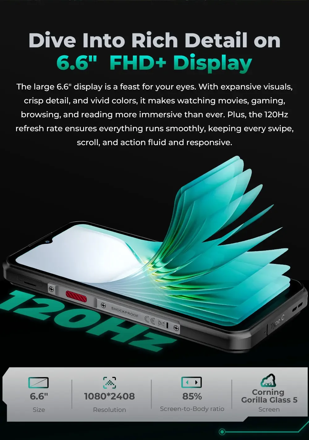 OUKITEL WP62 Rugged Smartphone, 36GB(12+24) Expand RAM, 512GB ROM, Android 15, 6.6" FHD+ Display, 11000mAh Big Battery, 108MP Camera, 33W Fast Charging, NFC Unlocked Mobile Phone