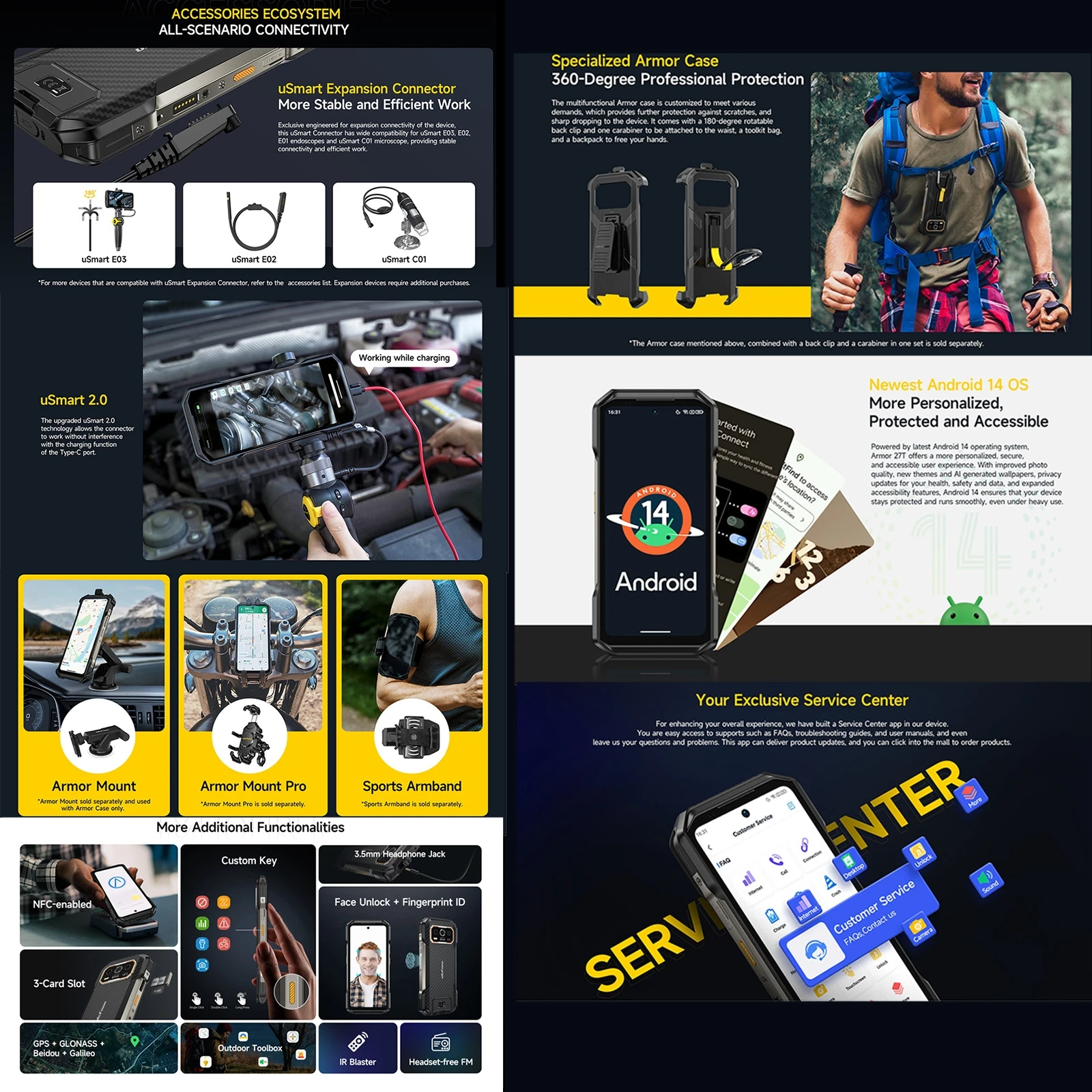 Ulefone Armor 27T+ Rugged Phone 12GB+256GB Thermal Imager 6.78'' 10600mAh Android 15 MediaTek Helio G99 Night Vision 4G NFC
