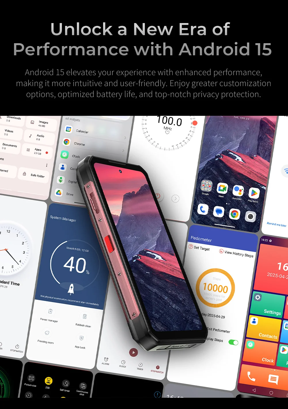 OUKITEL WP56 Android 15 Smartphone 36GB(12+24) 512GB 16000mAh 45W Camping Light 6.8“ FHD 120Hz 128dB Speaker 108MP 5G Cellphone
