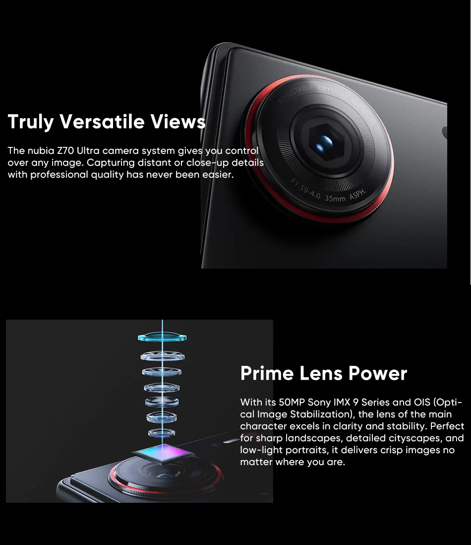 nubia Z70 Ultra 5G Smartphone Global Version Snapdragon 8 Elite 6.85'' 144Hz OLED Display 6150mAh Battery 64MP Camera Android 15