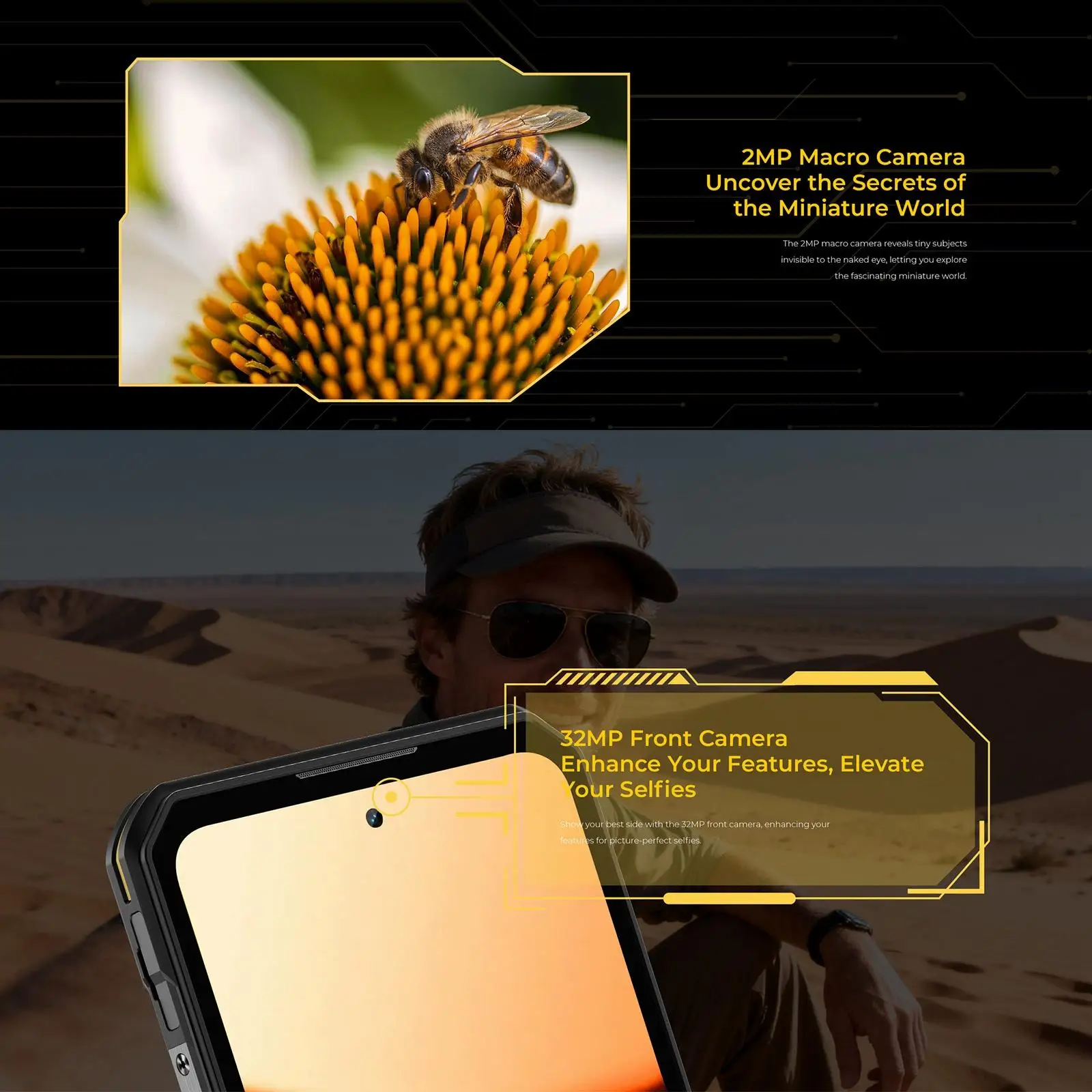 Oukitel WP60 Rugged Phone 48GB(16+32) +512GB 108MP Camera Side Fingerprint 7.2” Display Android 15 MTK 7025 NFC 5G Smartphone