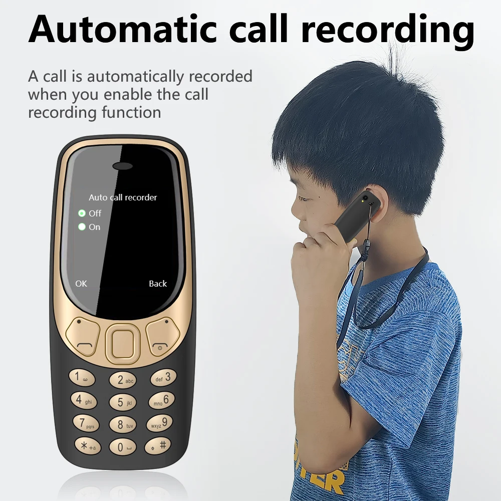 SERVO Q3308Pro 3 SIM Card Mini Mobile Phone Bluetooth Dial Magic Voice FM Call Recorder 1.33inch Small Pocket Button Cell Phones