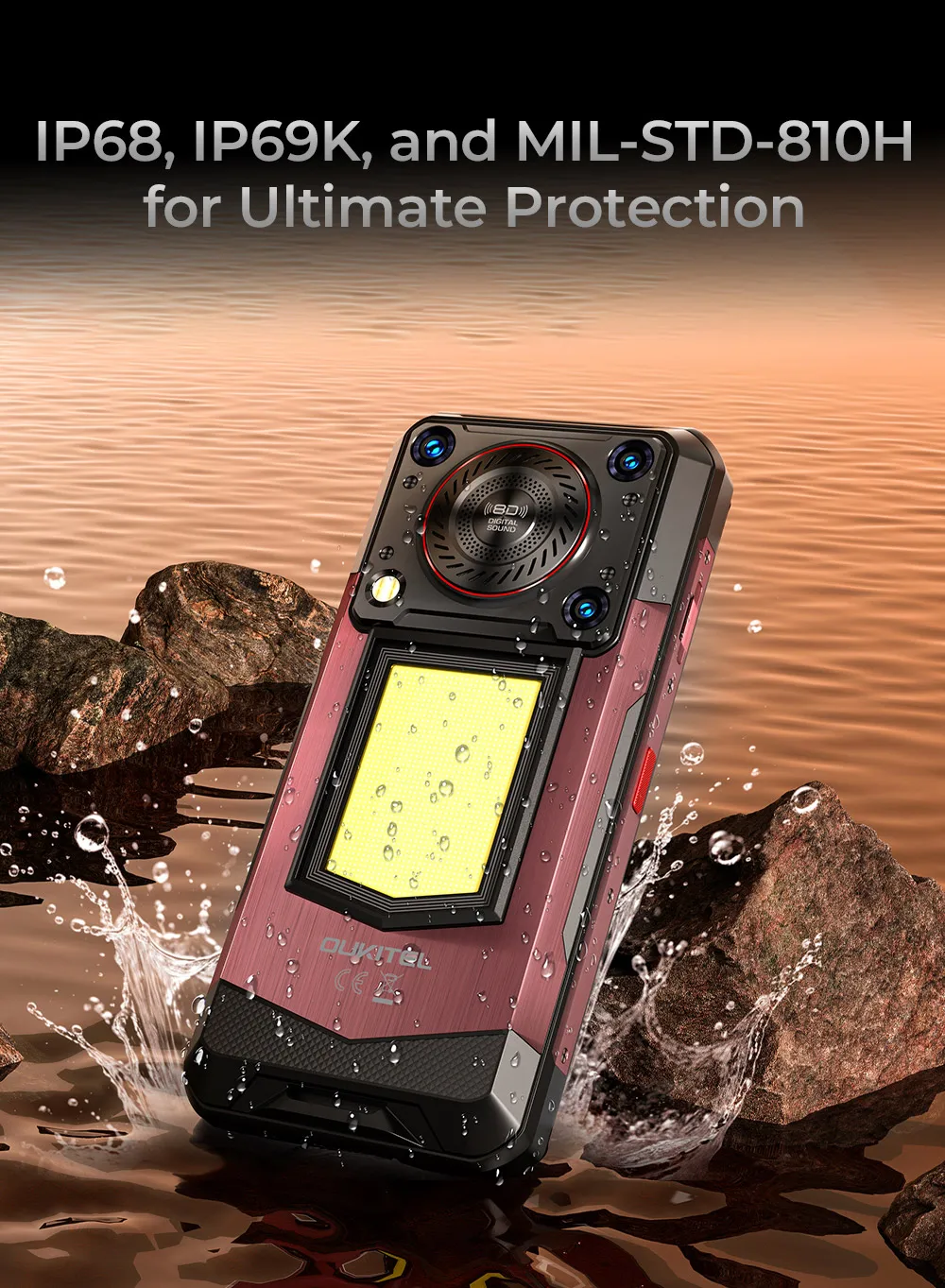 OUKITEL WP56 5G Rugged Phone 16000mAh Battery 108MP Camera Android NFC Smartphone 12GB+512GB 6.8" 120Hz Outdoor Waterproof