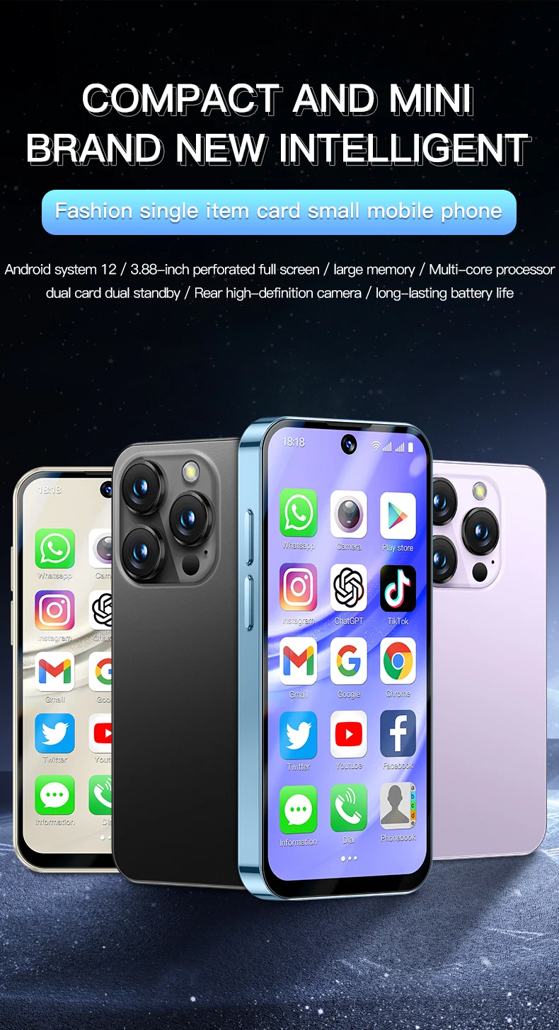 SERVO 19PRO 4G LTE Mini Smartphone Dual SIM Cards Android 12.0 System 32GB/64GB/128GB ROM Play Store OTG 3.88" Small Smart Phone