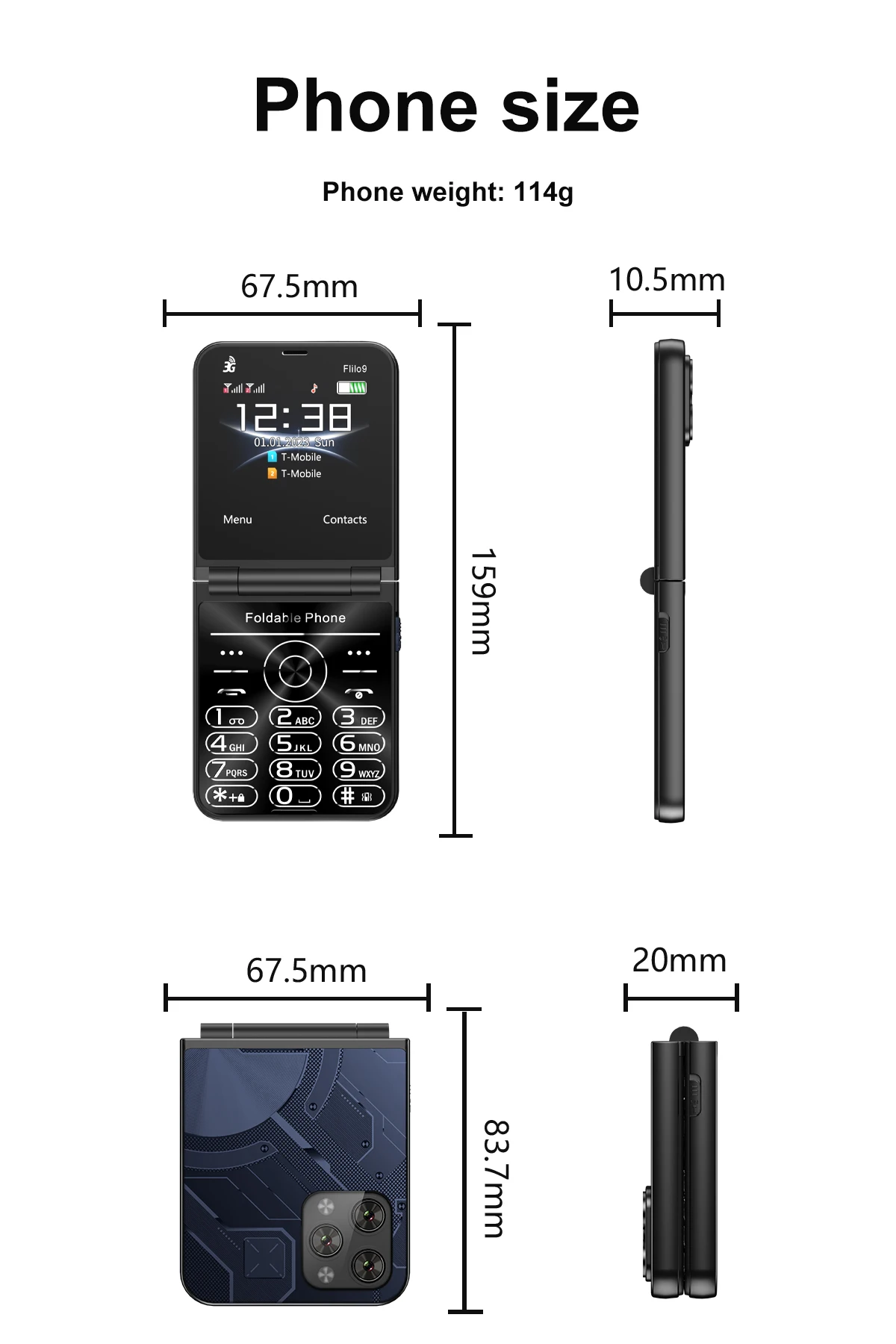 SERVO Flilo9 3G WCDMA Flip Mobile Phone 2 SIM Card Speed Dial Call Recording Blacklist Rear Camera Flashlight Fold Button Phones