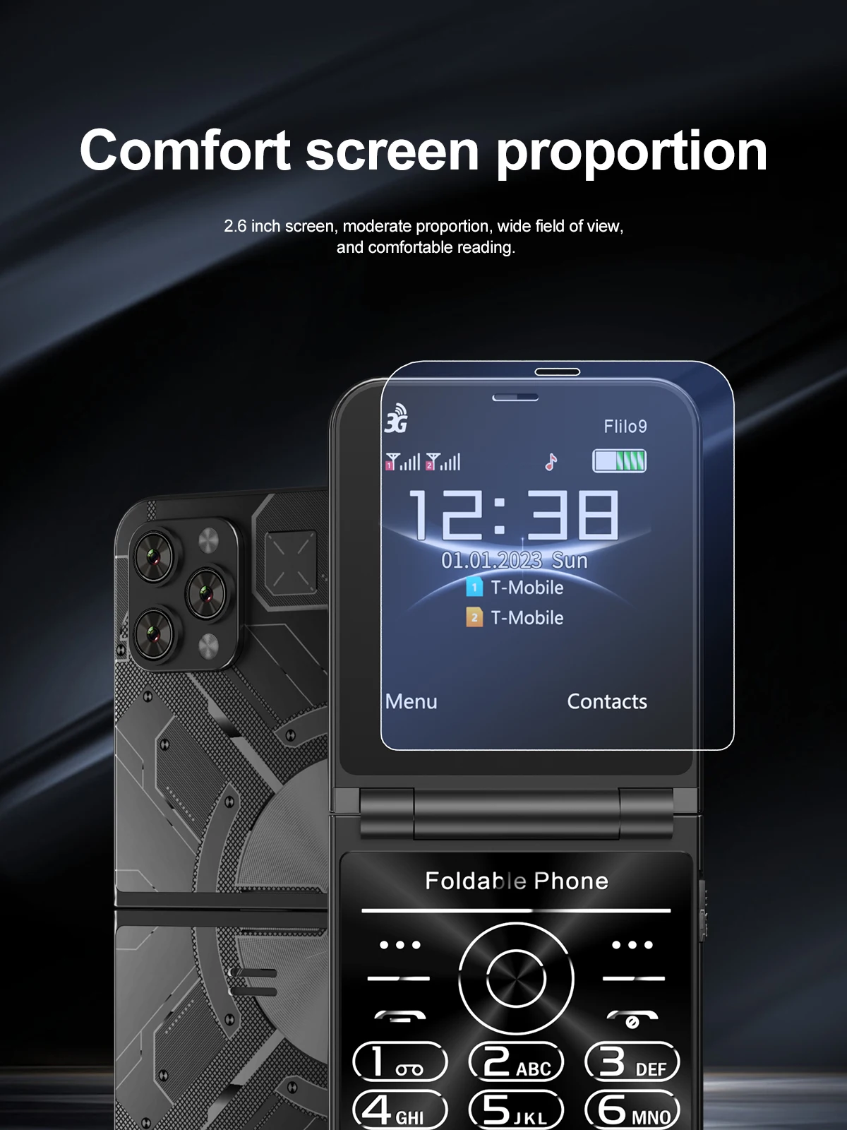 SERVO Flilo9 3G WCDMA Flip Mobile Phone 2 SIM Card Speed Dial Call Recording Blacklist Rear Camera Flashlight Fold Button Phones