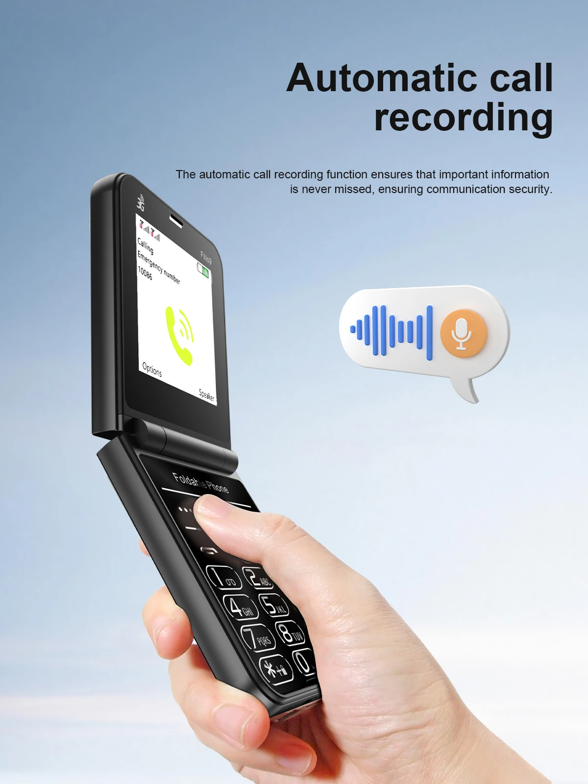 SERVO Flilo9 3G WCDMA Flip Mobile Phone 2 SIM Card Speed Dial Call Recording Blacklist Rear Camera Flashlight Fold Button Phones