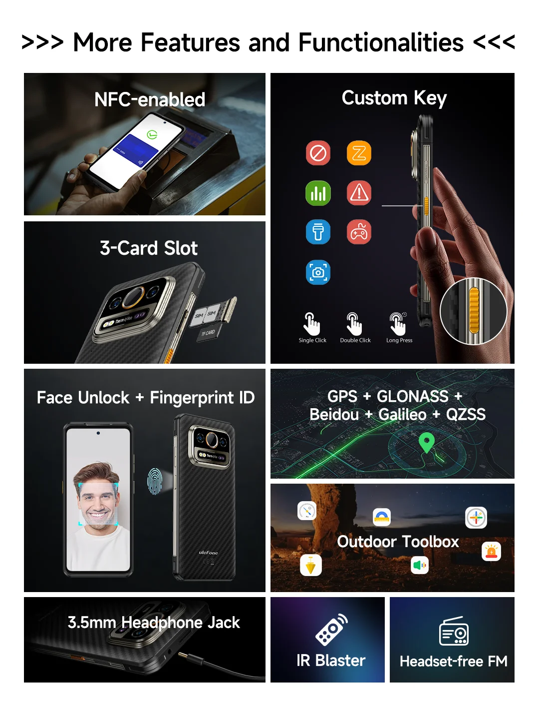 Ulefone Armor 25T 4G Rugged Phone Android 14 33W 50MP+64MP Night Camera NFC Waterproof Smartphone 6.78" 120Hz 256GB ROM Global