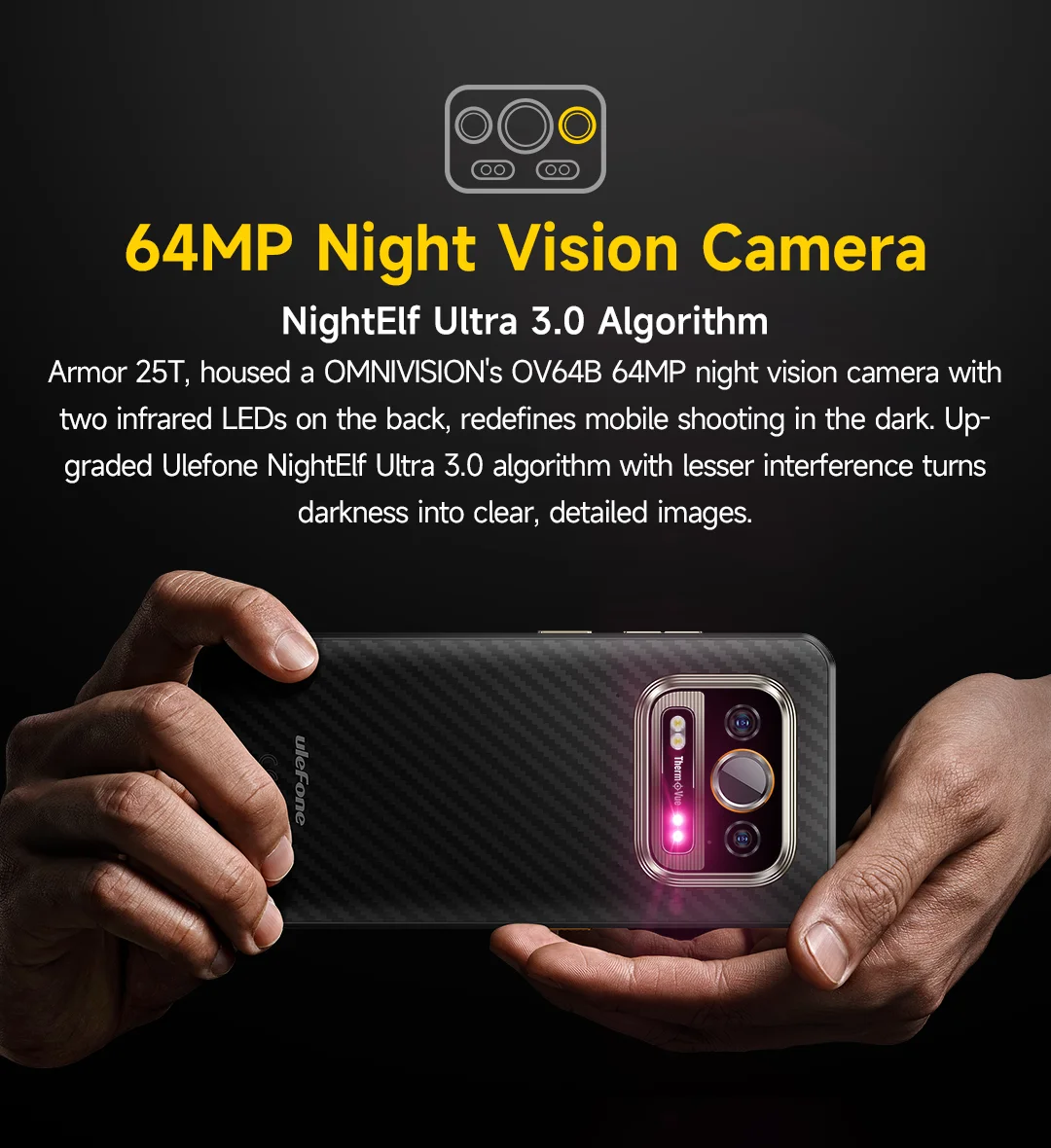 Ulefone Armor 25T 4G Rugged Phone Android 14 33W 50MP+64MP Night Camera NFC Waterproof Smartphone 6.78" 120Hz 256GB ROM Global
