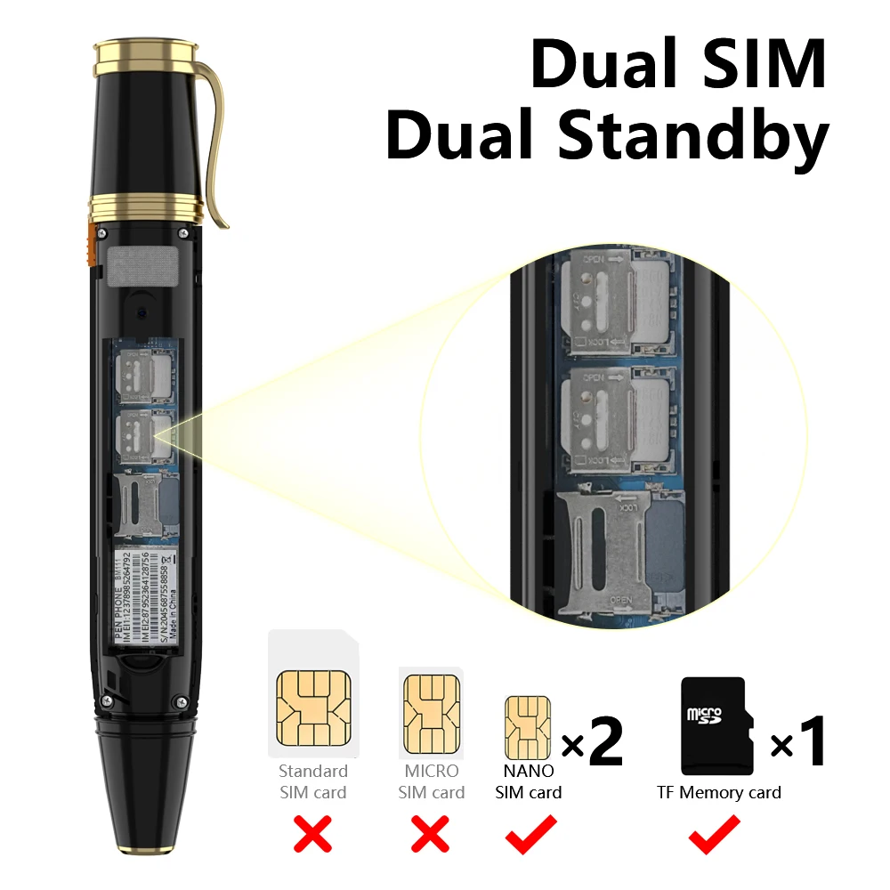 SERVO BM111 Pen Mobile Phone Dual SIM Standby Camera Bluetooth Dialer FM Radio Magic Voice 1800mAh Cellphone Handwriting Pen Fan