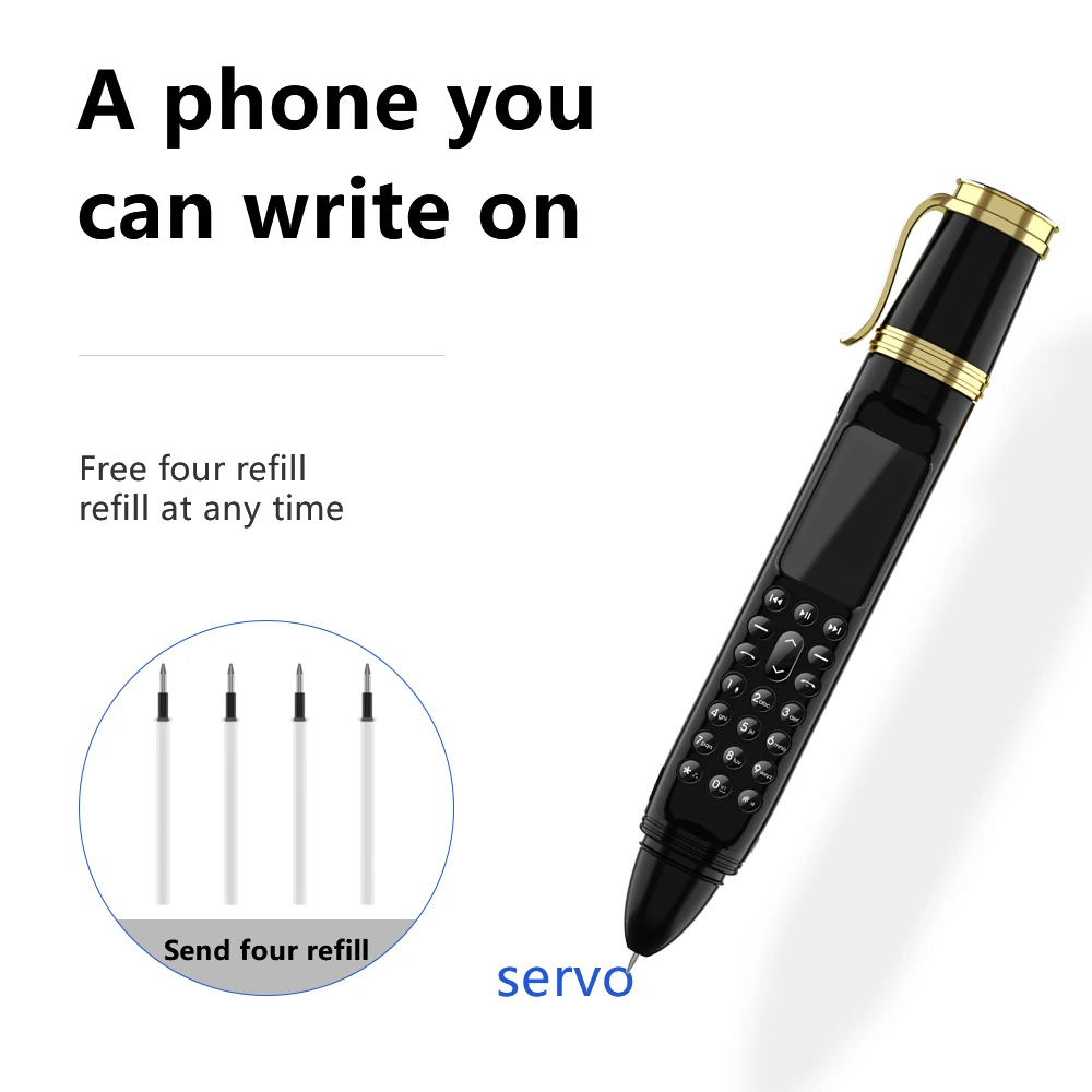 SERVO BM111 Pen Mobile Phone Dual SIM Standby Camera Bluetooth Dialer FM Radio Magic Voice 1800mAh Cellphone Handwriting Pen Fan