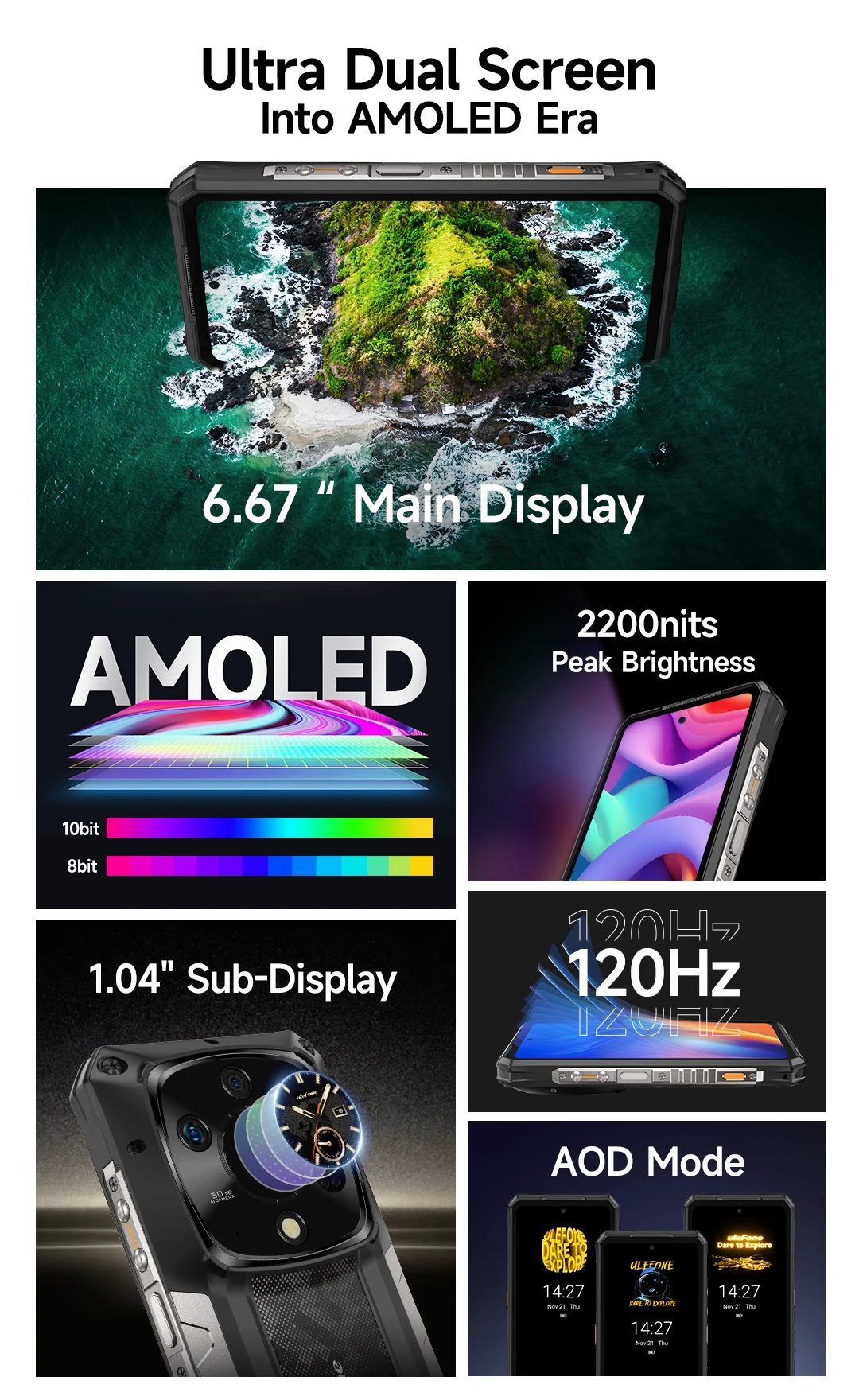 【World Premiere】Ulefone Armor 28 Ultra 5G AI Rugged Phone 1TB ROM+32GB RAM Android Smartphone AMOLED 6.67" 10600mAh Mobile phone