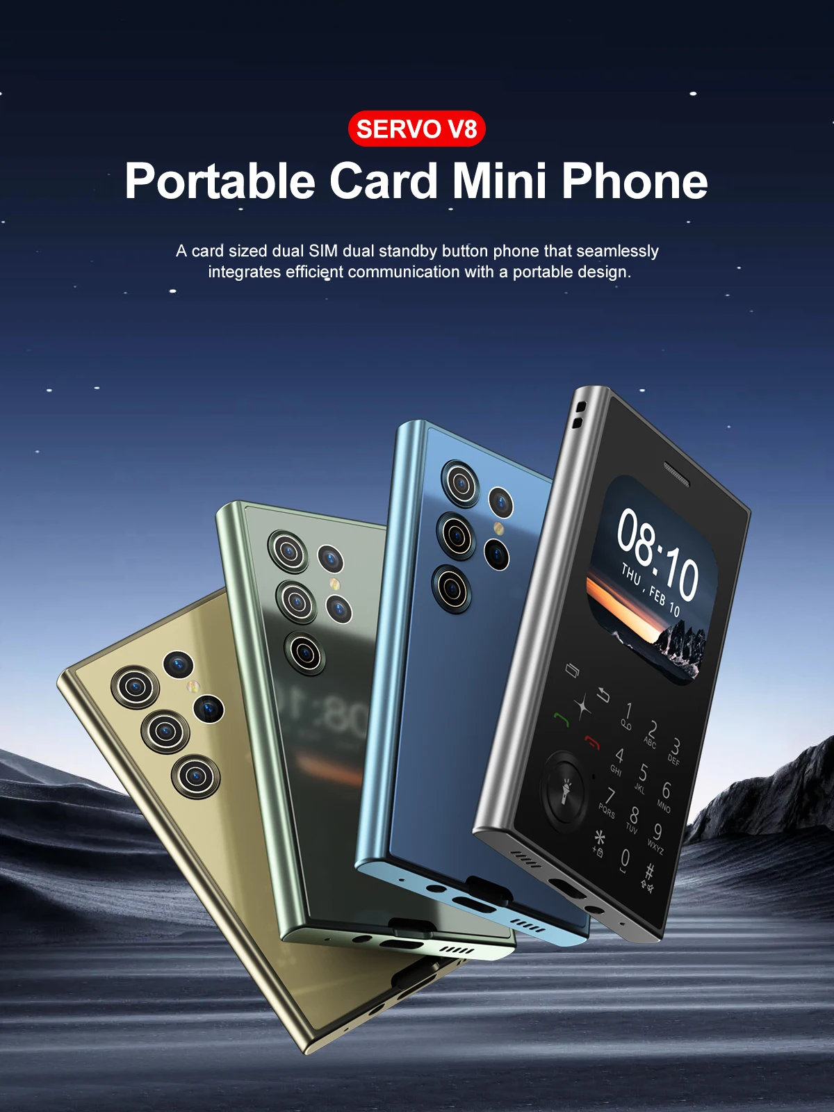 SERVO V8 Button Mobile Phone Dual SIM Standby Magic Voice Speed Dial FM Radio MP4 Player Flashlight 2G Feature Small Cellphones