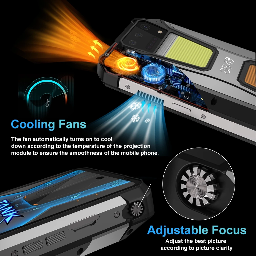 Unihertz 8849 Tank 2 Pro Rugged Phone 12GB+512GB Night Vision Projector 6.79 "FHD Android 14 100MP 23800mAh 4G Smartphone