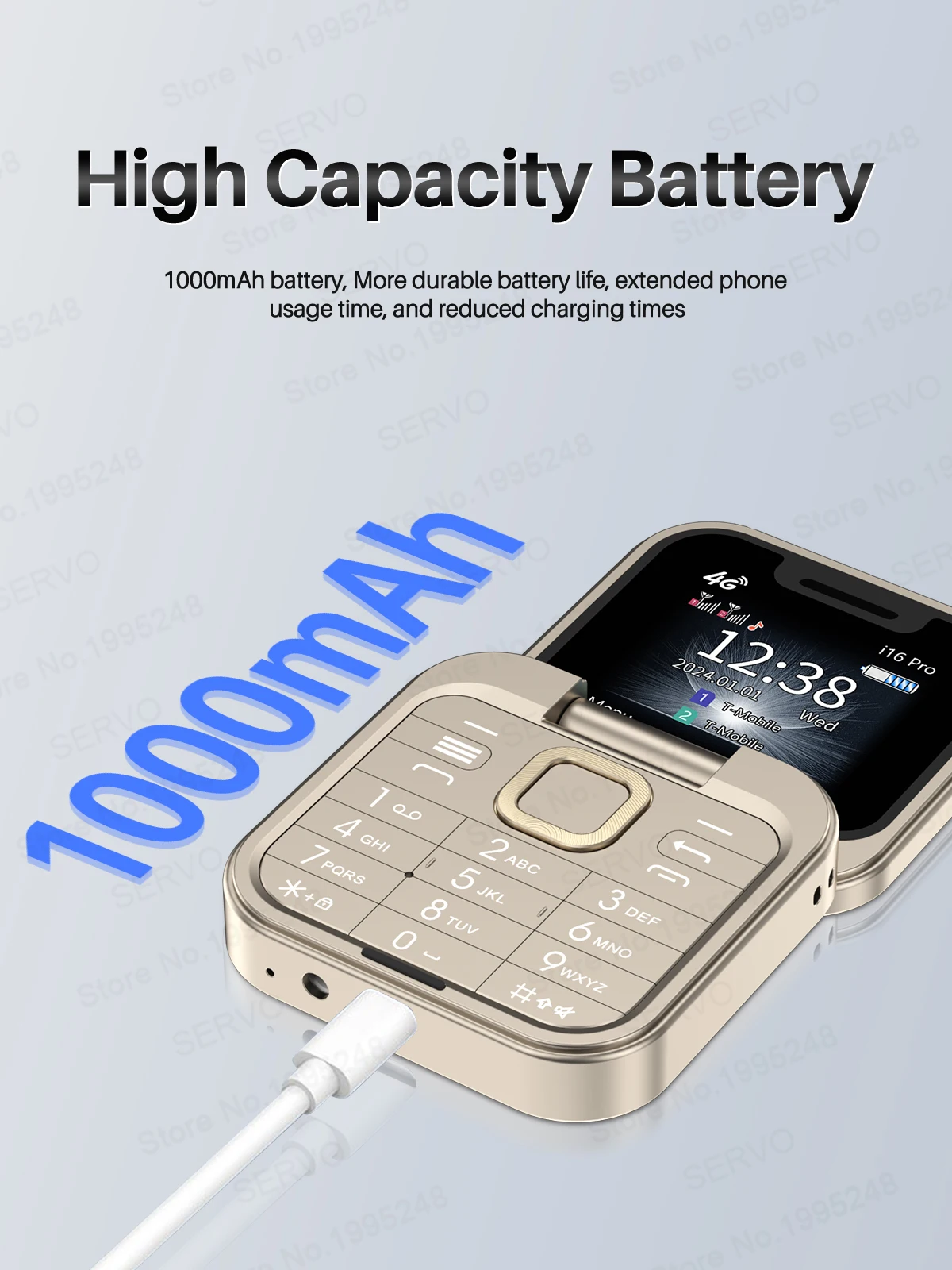 SERVO I16 PRO 4G LTE Foldable Mini Mobile Phone 2 SIM Speed Dial Call Recording Flashlight 1.77'' Screen Flip Cellphone Blacklis