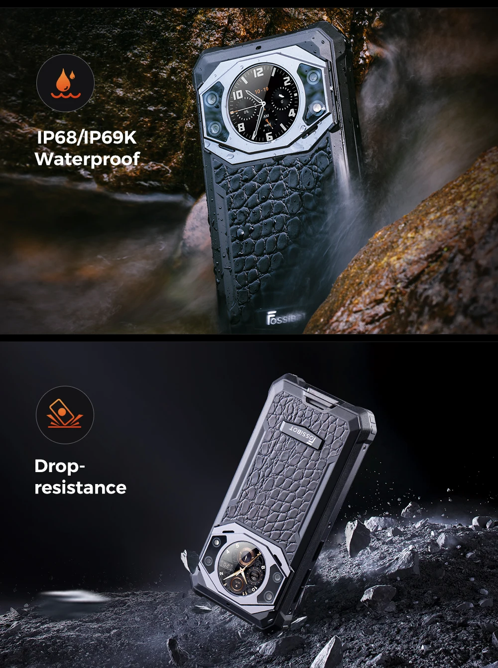 Fossibot F101Pro Rugged Smartphone 15GB+128GB Android 13 IP68 Waterproof Mobile Phone 10600mAh NFC Cell Phone Global Version