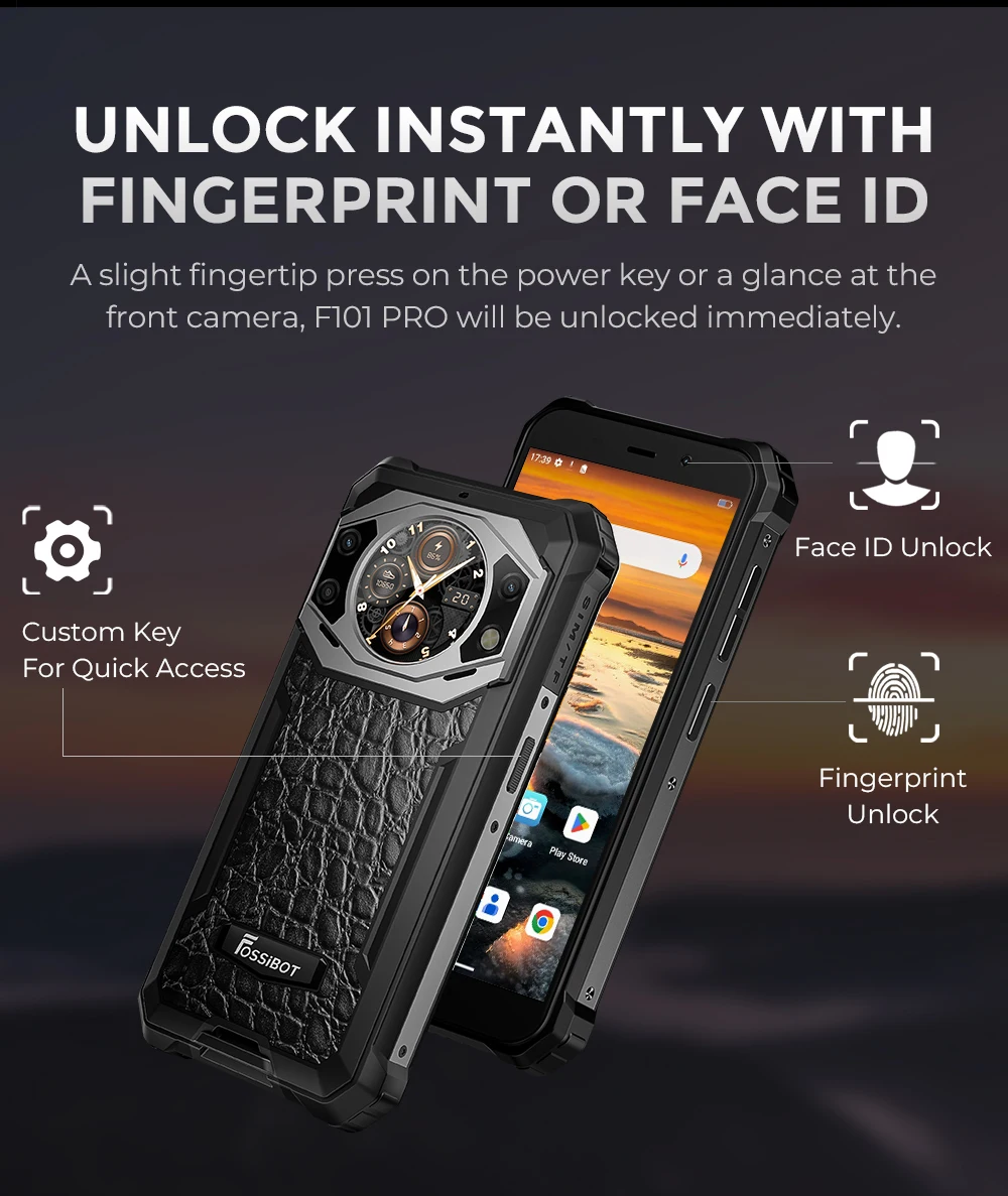 Fossibot F101Pro Rugged Smartphone 15GB+128GB Android 13 IP68 Waterproof Mobile Phone 10600mAh NFC Cell Phone Global Version