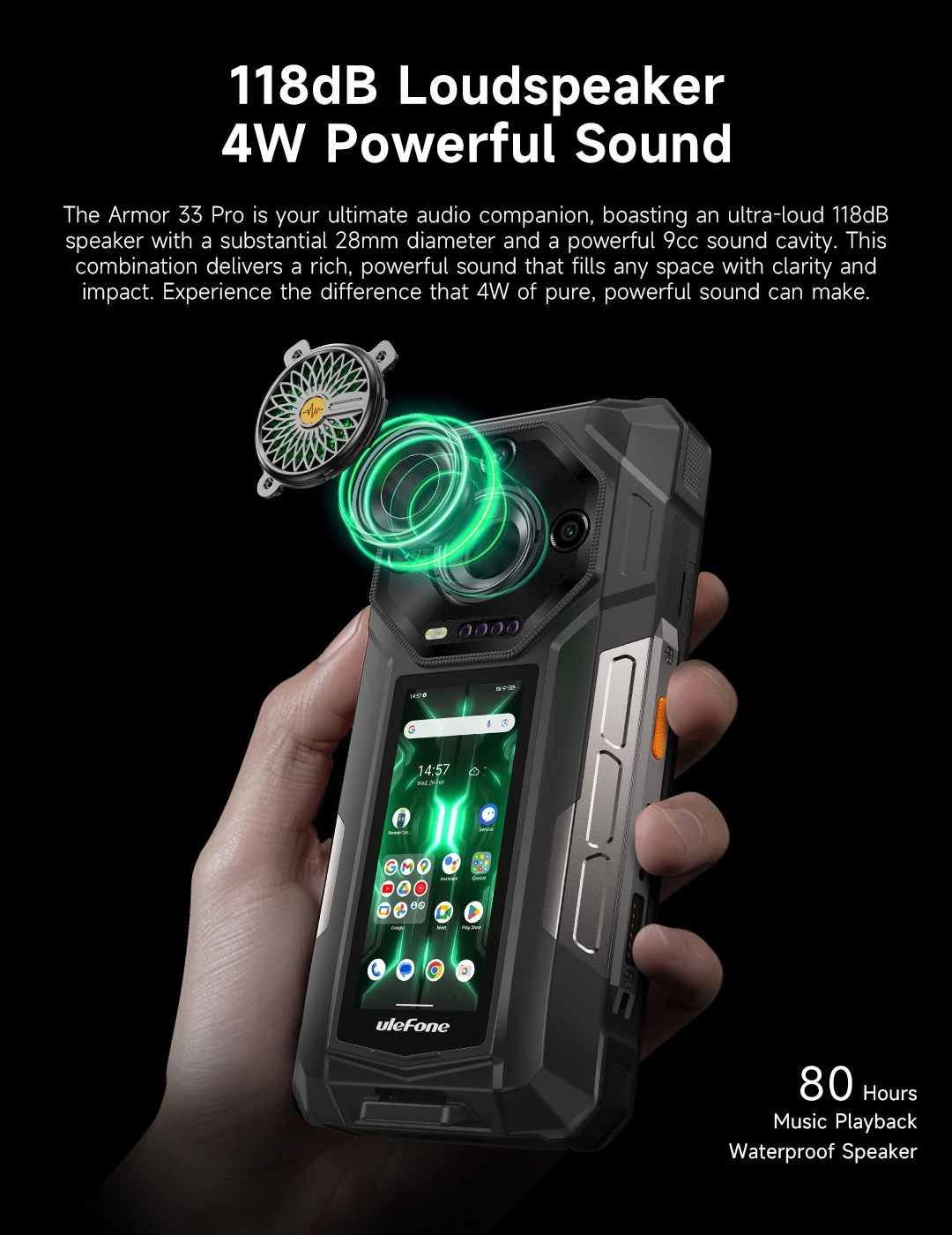 Ulefone Armor 33 Pro 5G Rugged Phone 25500mAh 512GB ROM 6.95” 120Hz 3.4" Rear Screen NFC Android Smartphone