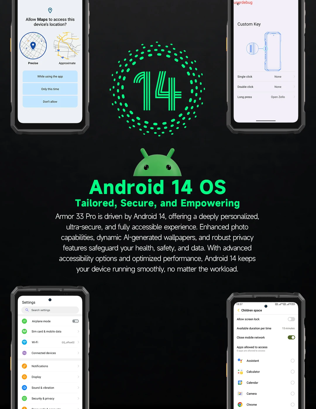 Ulefone Armor 33 Pro 5G Rugged Phone 25500mAh 512GB ROM 6.95” 120Hz 3.4" Rear Screen NFC Android Smartphone