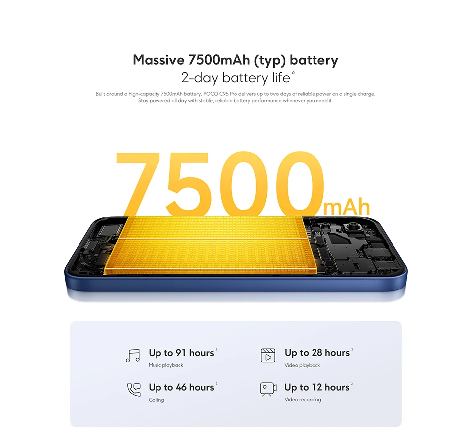 Smartphone POCO C95 pro 7500mAh 45W turbo charging Global Version Helio G91-Ultra 50MP 6.9" display