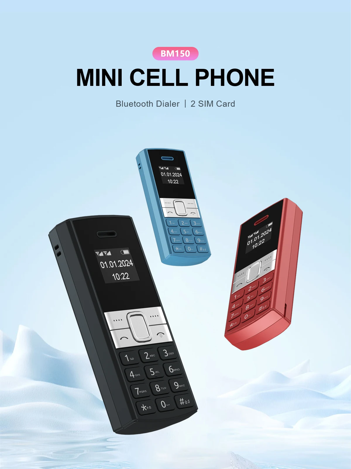 SERVO BM150 Mini Backup Mobile Phone Speed Dial Magic Voice Auto Call Recording Blacklist Small Feature Cellphones 2 SIM Standby