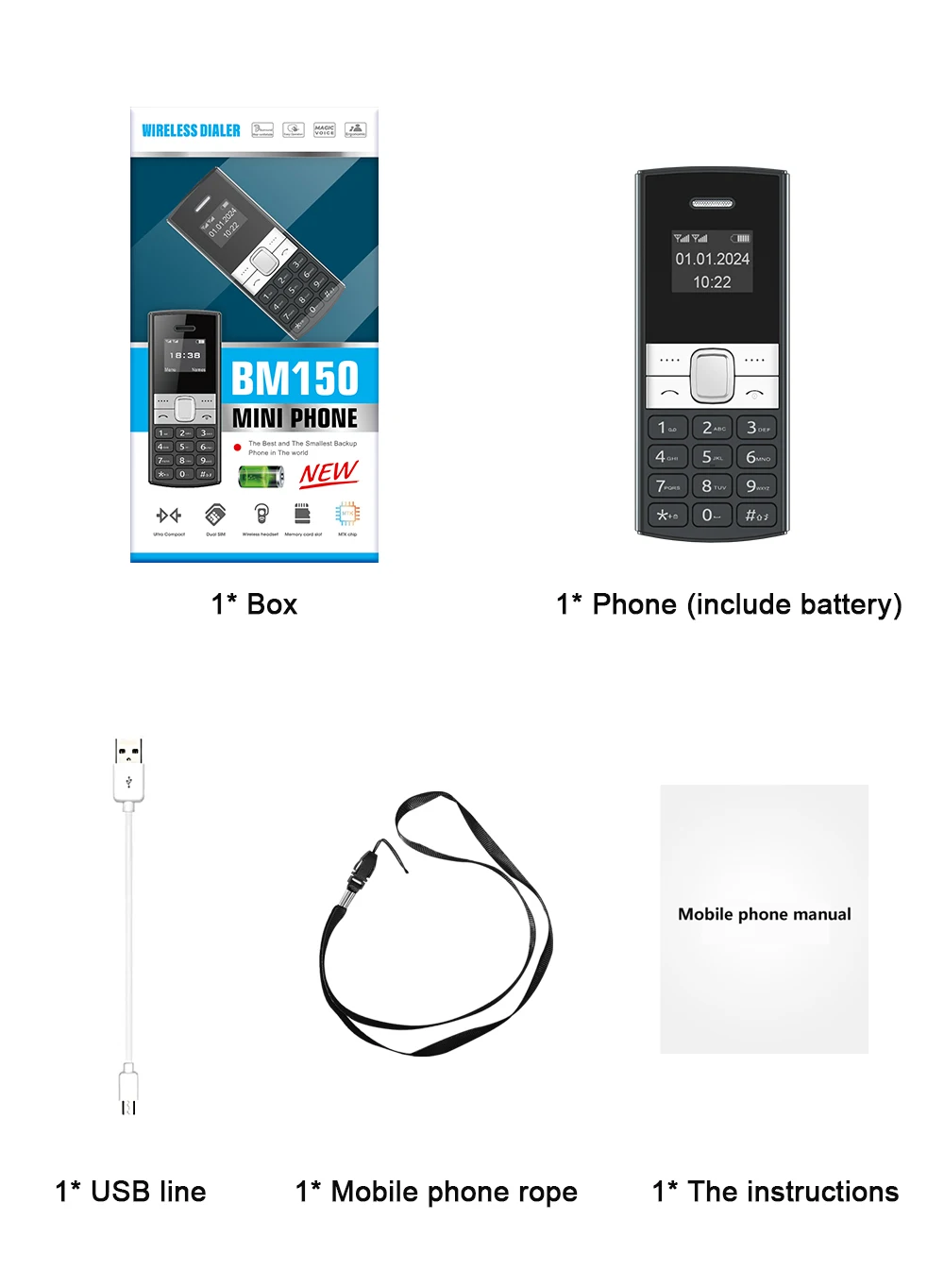 SERVO BM150 Mini Backup Mobile Phone Speed Dial Magic Voice Auto Call Recording Blacklist Small Feature Cellphones 2 SIM Standby
