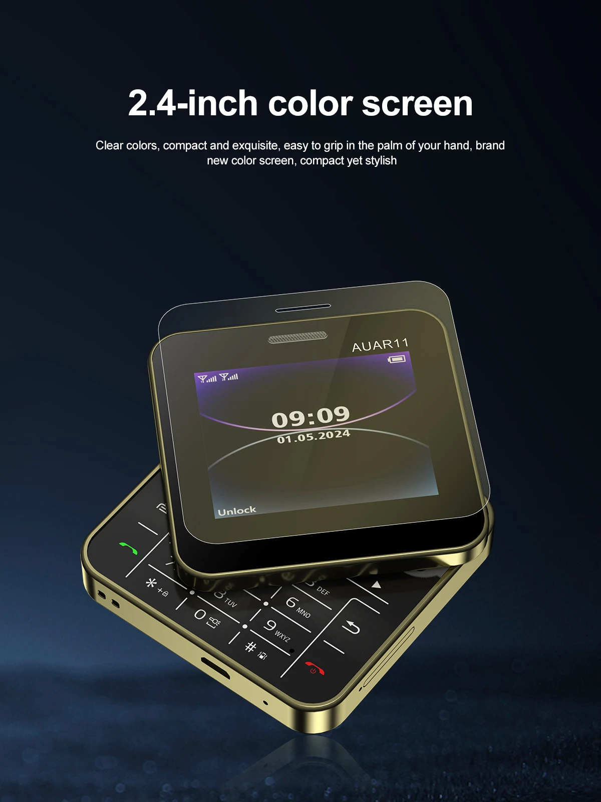 Low Price Sale SERVO AUAR11 2G GSM Rotate Screen Dual SIM Speed Dial Magic Voice Flashlight 2.4" Side Slider Square Cellphones