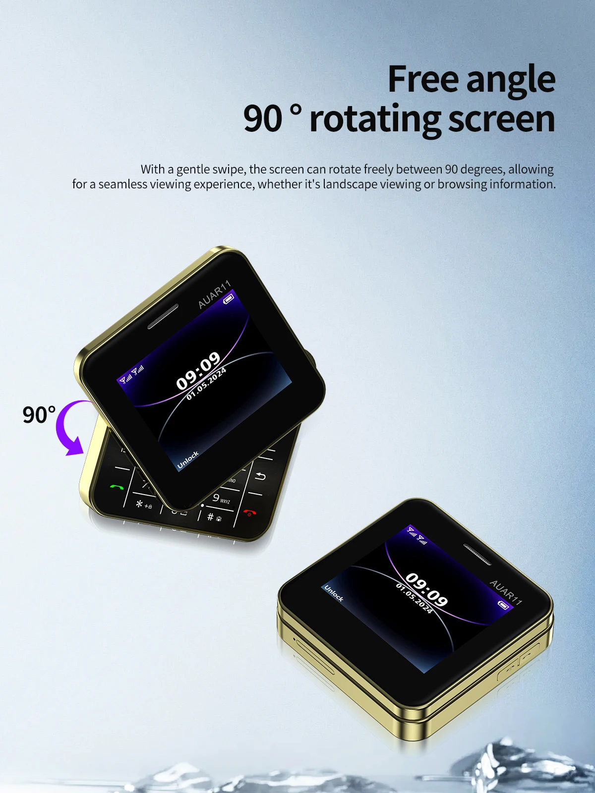 Low Price Sale SERVO AUAR11 2G GSM Rotate Screen Dual SIM Speed Dial Magic Voice Flashlight 2.4" Side Slider Square Cellphones