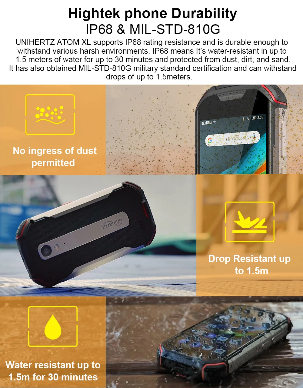 Unihertz Atom L/XL Rugged Waterproof Unlocked Smartphone 6GB 128GB Android Cellphone Walkie-Talkie 8MP 48MP Dual Sim NFC Phones