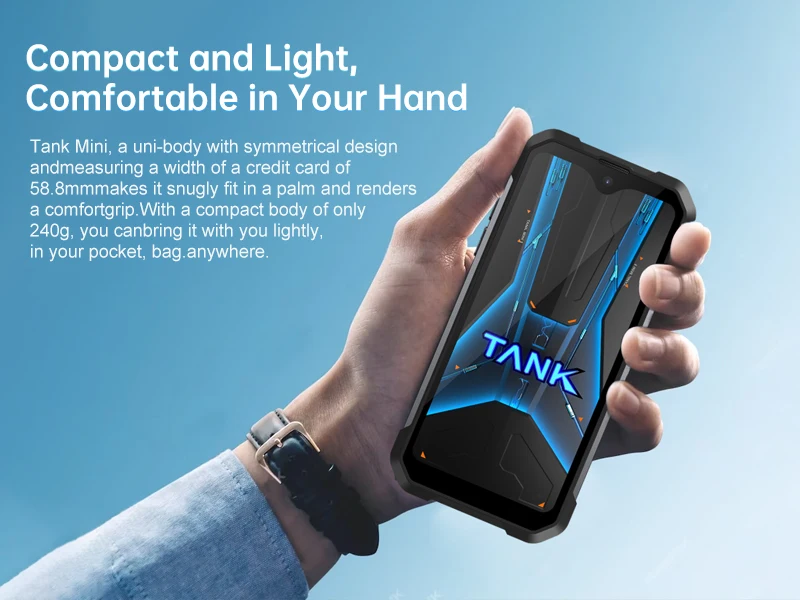 Unihertz 8849 Tank Mini Rugged Smartphone 4.3 Inch Display Android 13 Helio G99 Octa Core 5800mAh 100MP Cameras 16GB 256GB IP68