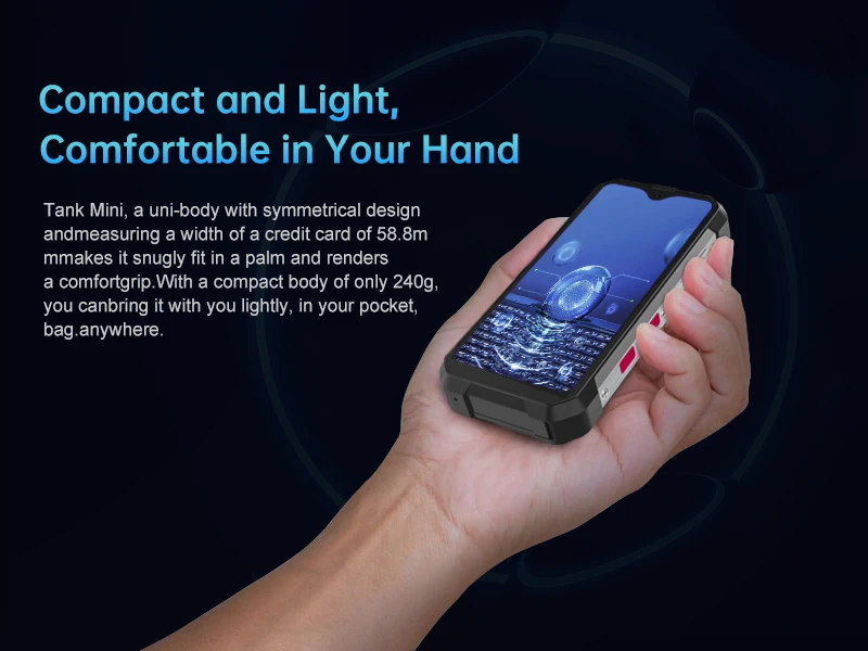 Unihertz 8849 Tank Mini Rugged Smartphone 4.3 Inch Display Android 13 Helio G99 Octa Core 5800mAh 100MP Cameras 16GB 256GB IP68