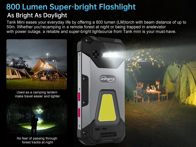 Unihertz 8849 Tank Mini Rugged Smartphone 4.3 Inch Display Android 13 Helio G99 Octa Core 5800mAh 100MP Cameras 16GB 256GB IP68
