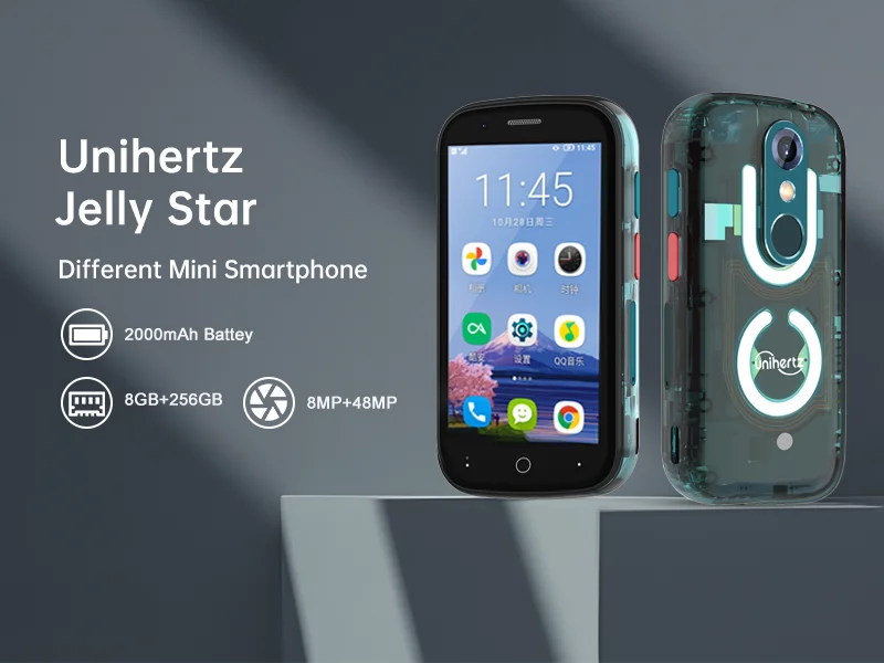 Unihertz Jelly Star Mini Smartphone 8GB 256GB Led Light Unlocked Transparent Backshell Cellphones For Spare Phone