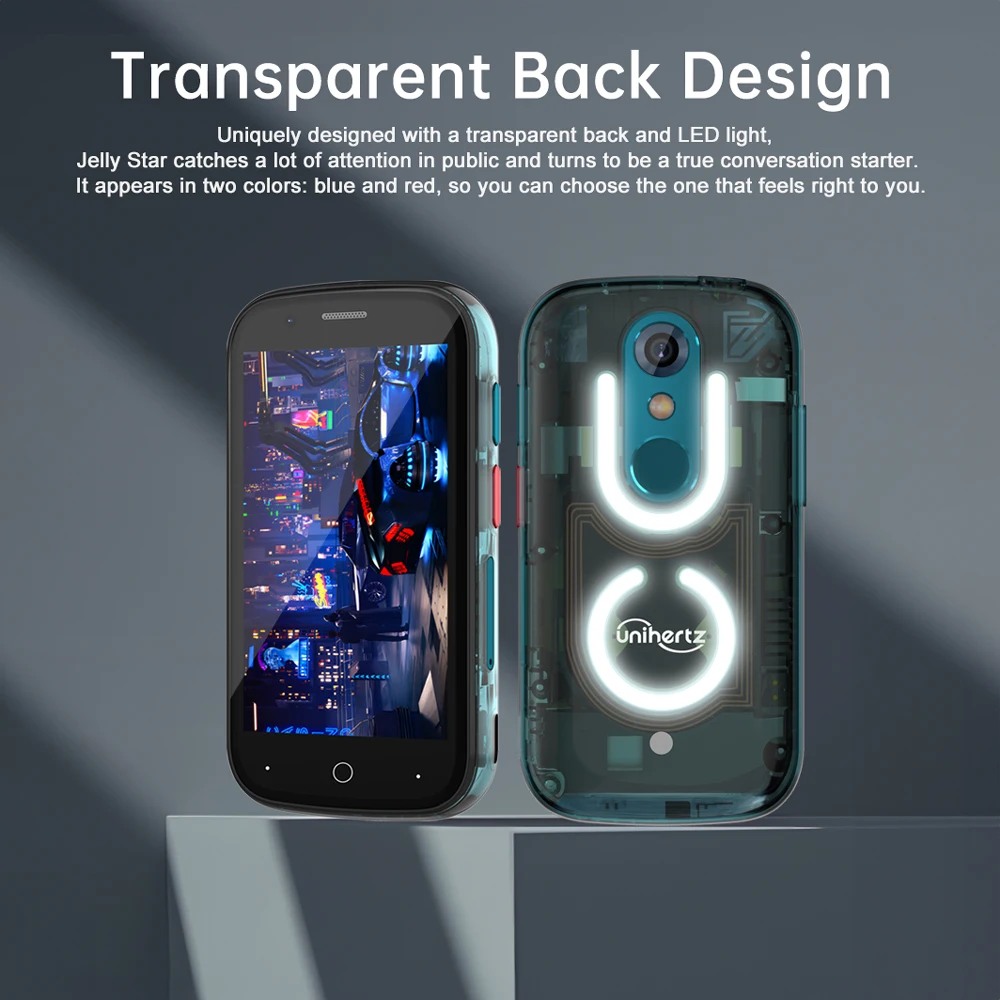 Unihertz Jelly Star Mini Smartphone 8GB 256GB Led Light Unlocked Transparent Backshell Cellphones For Spare Phone